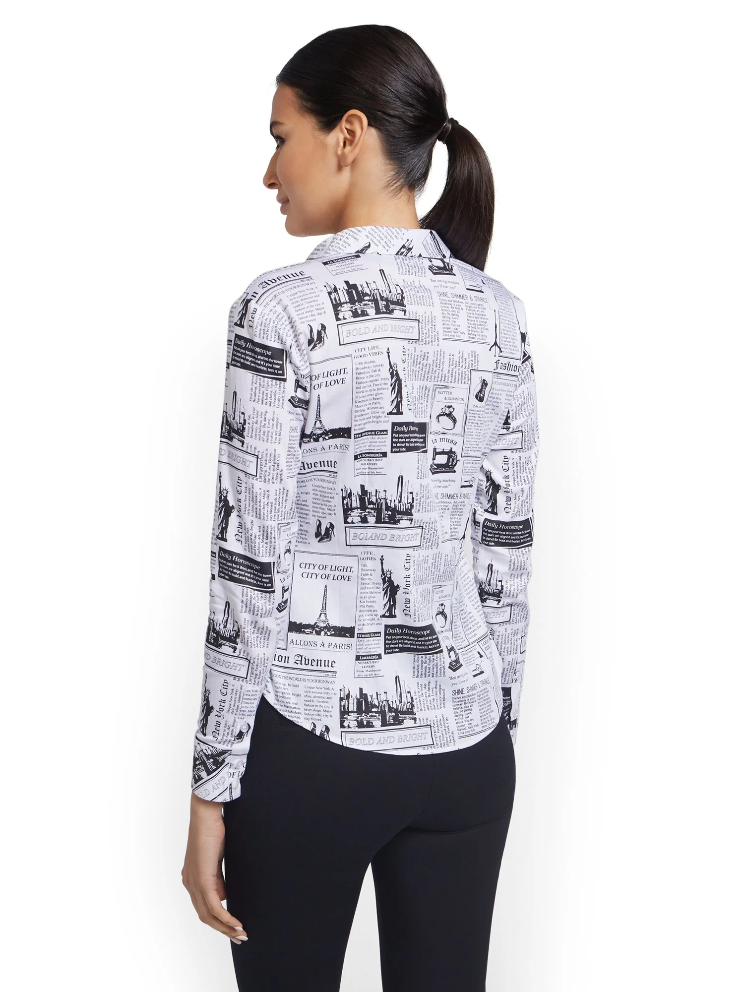 Newspaper-Print Madison Stretch Shirt - 7th Avenue - Image 3