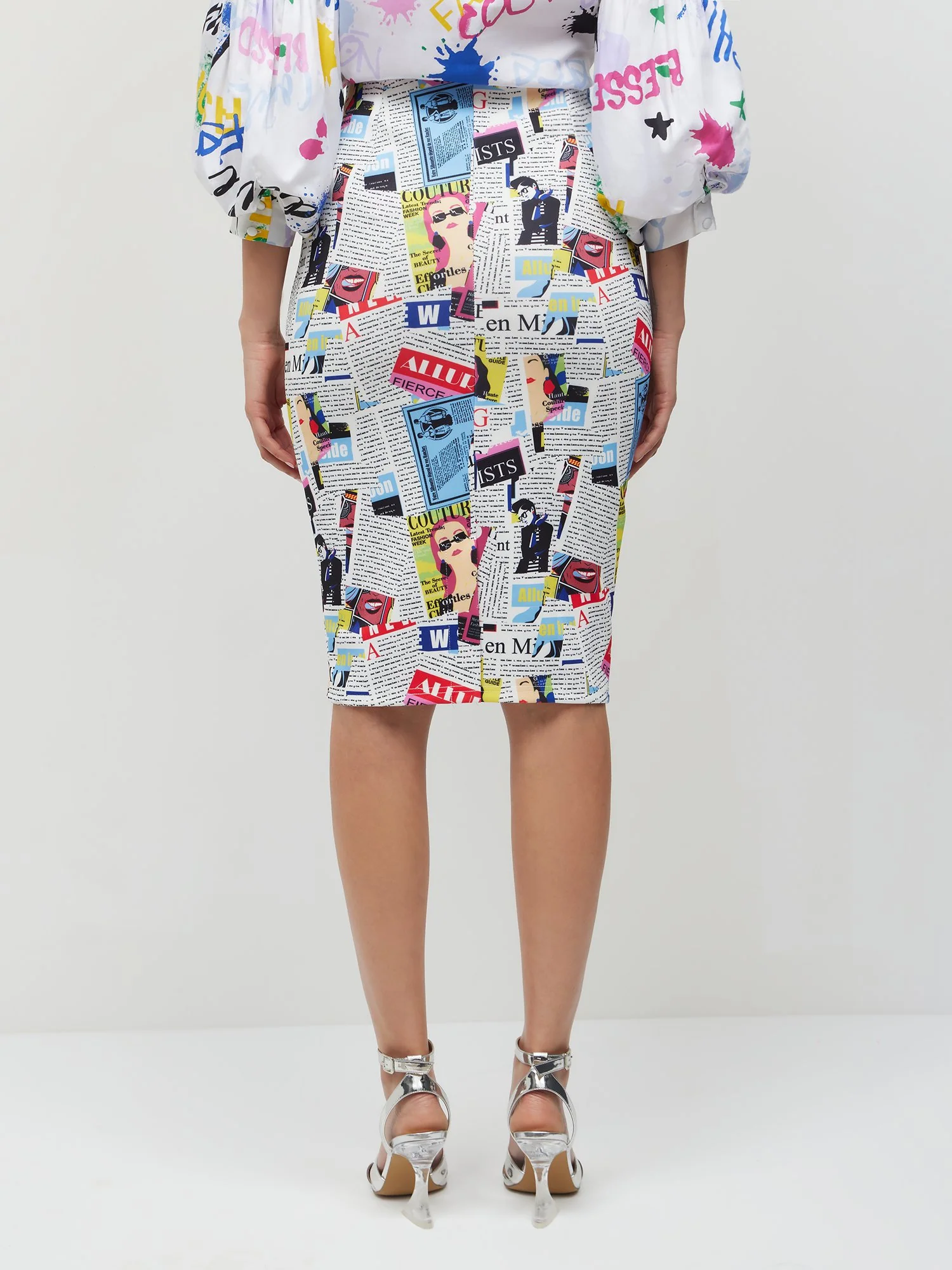 Newspaper-Print Pencil Skirt - Image 3
