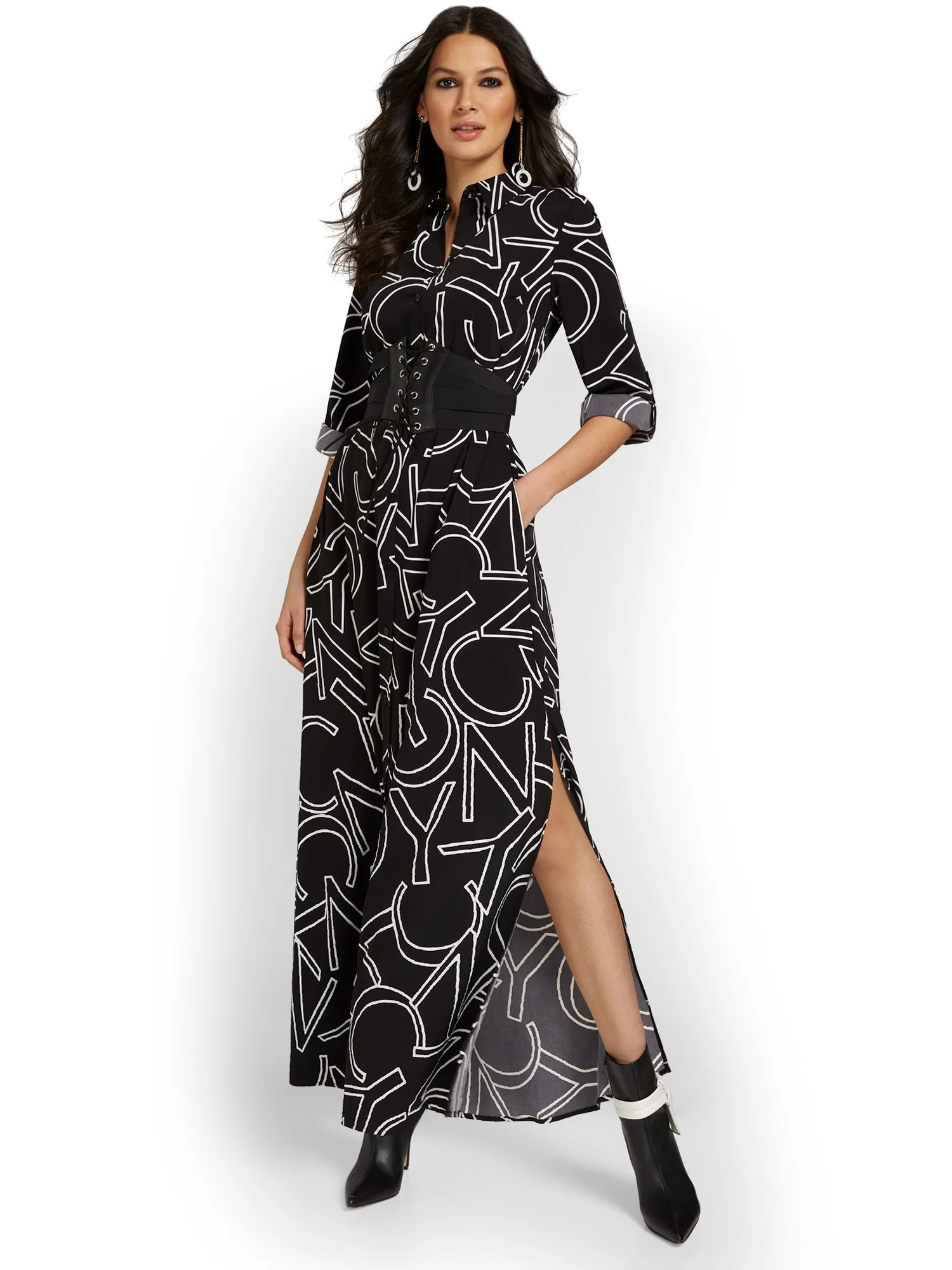 NYC-Print Maxi Shirtdress - Image 4