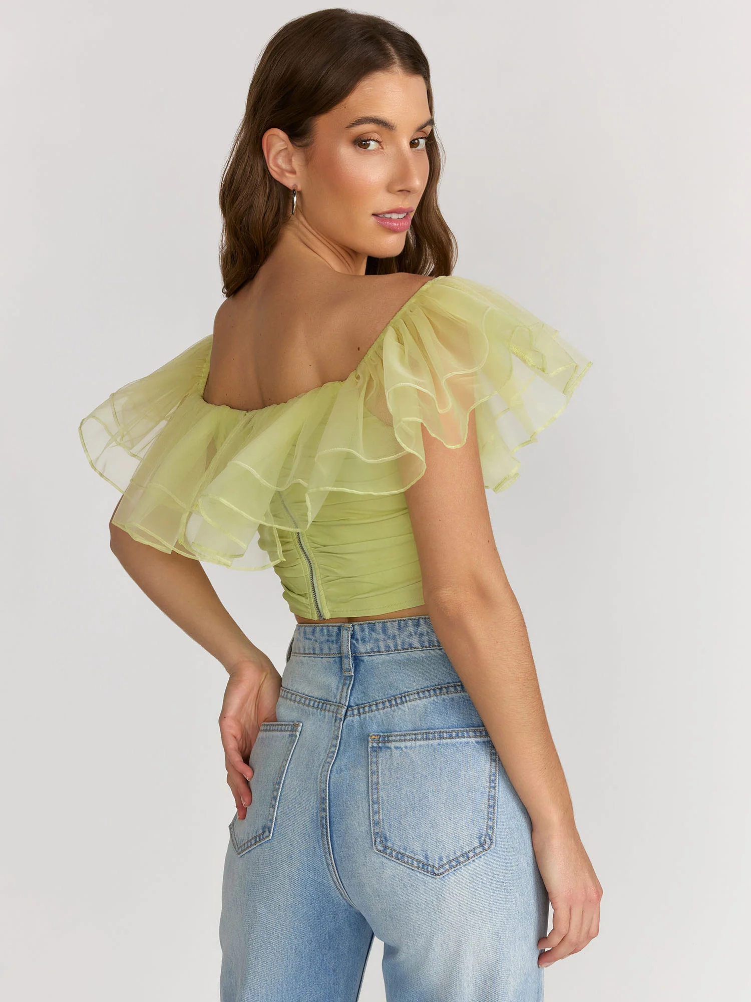 Blue Blush Off Shoulder Tulle Top - Brands We Love - Image 3