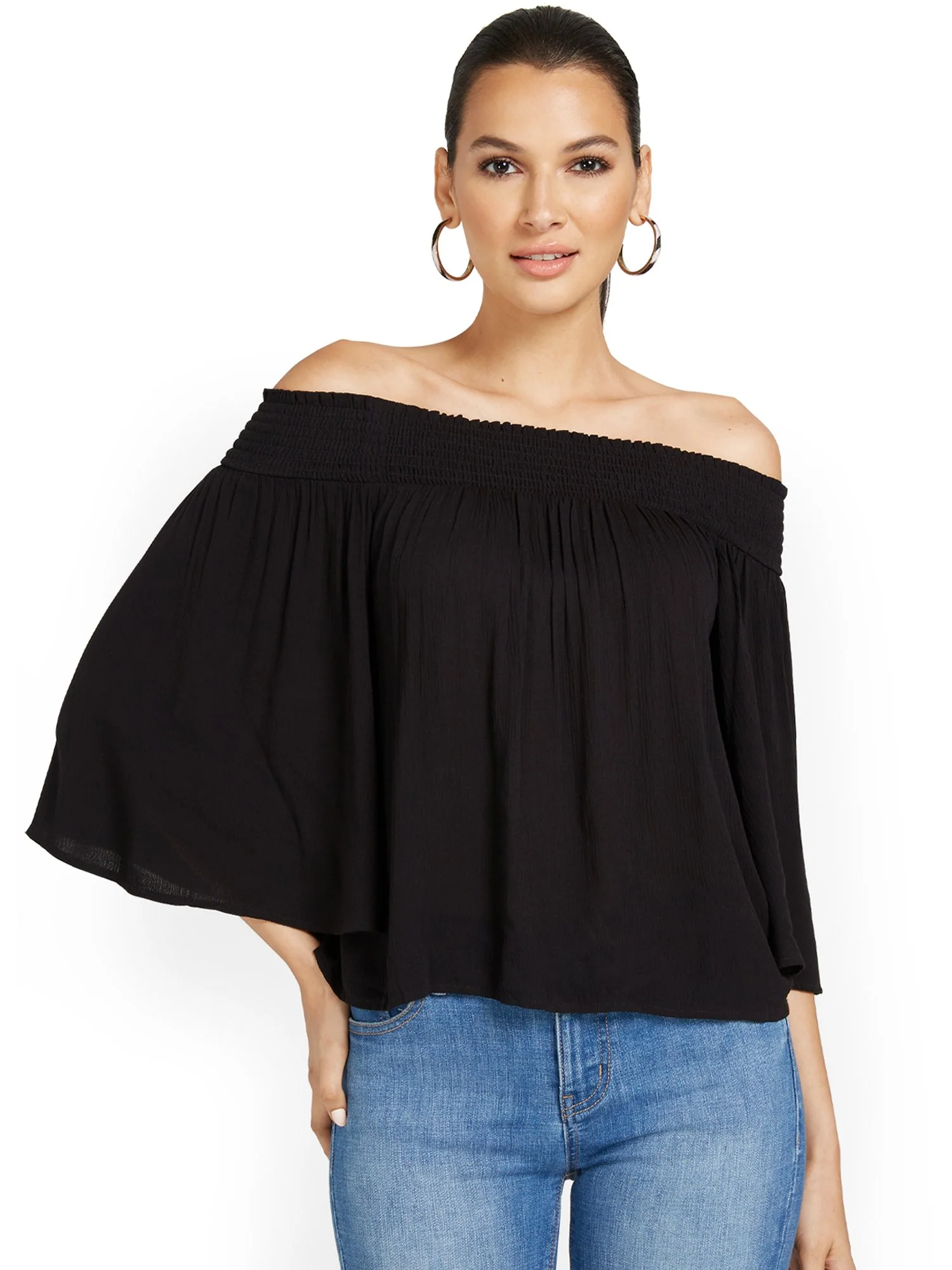 Off-The-Shoulder Bell-Sleeve Blouse - Image 2