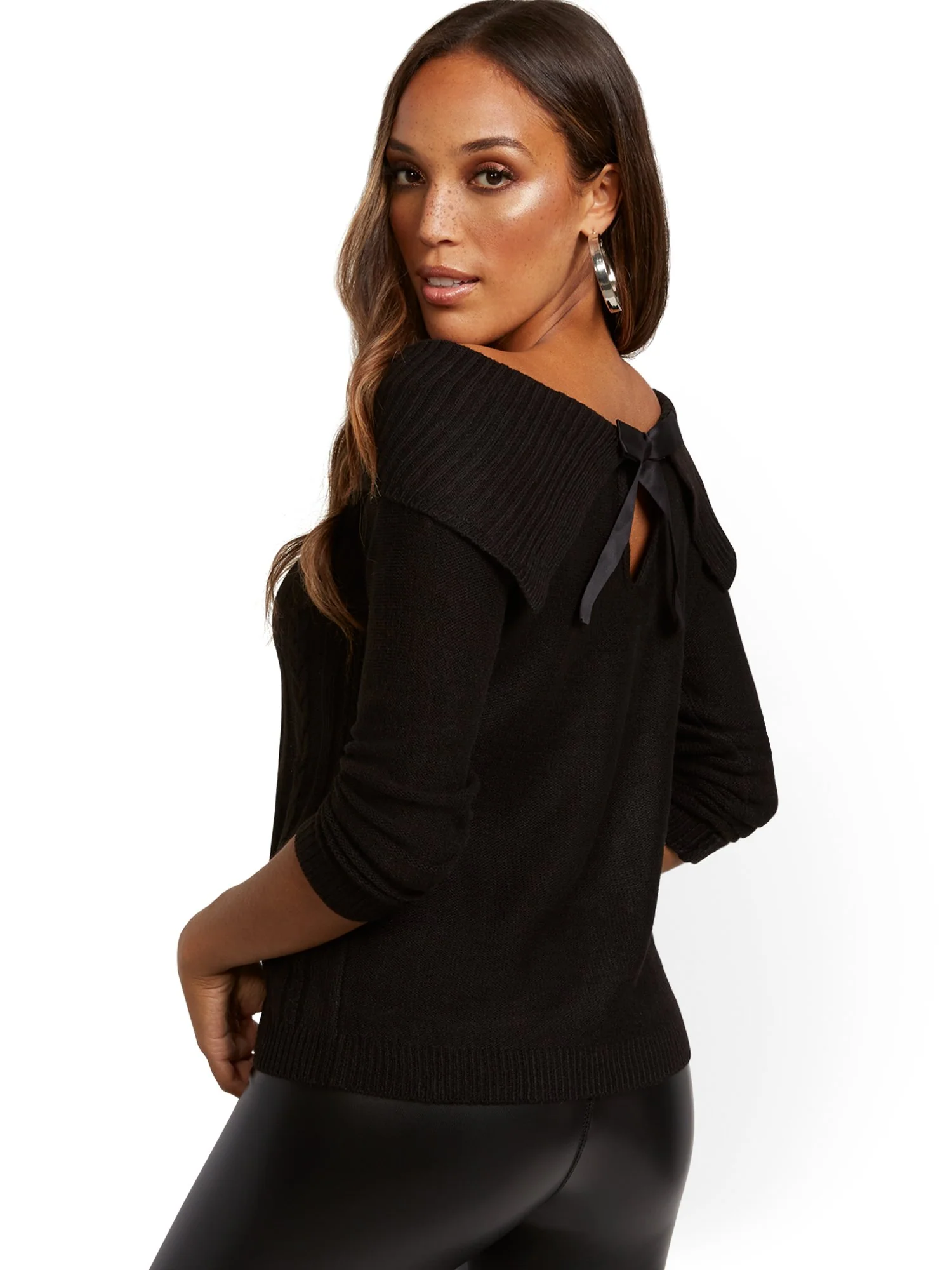 Off-The-Shoulder Bow-Back Sweater - Image 2