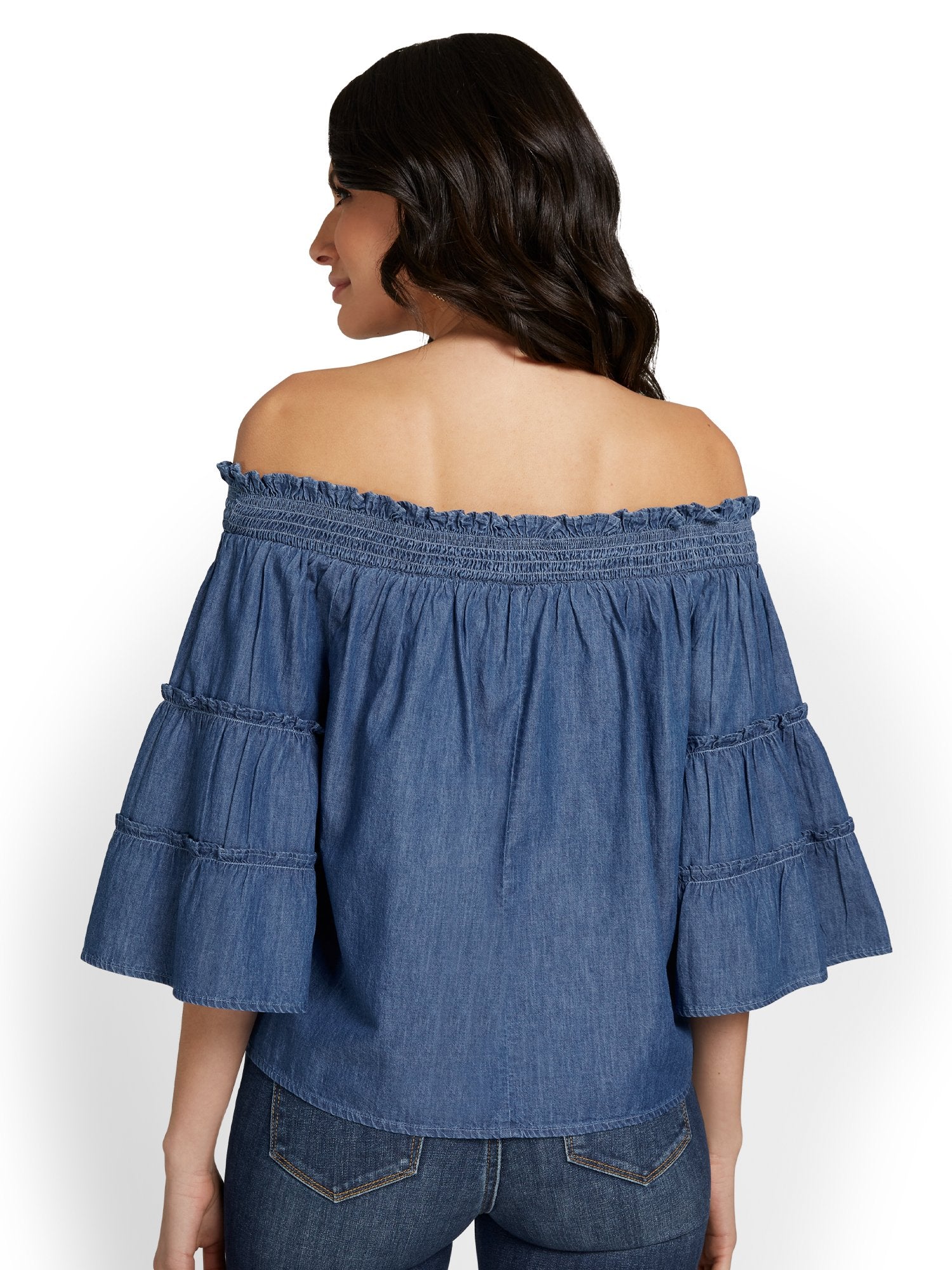 Off-The-Shoulder Denim Top - Image 3