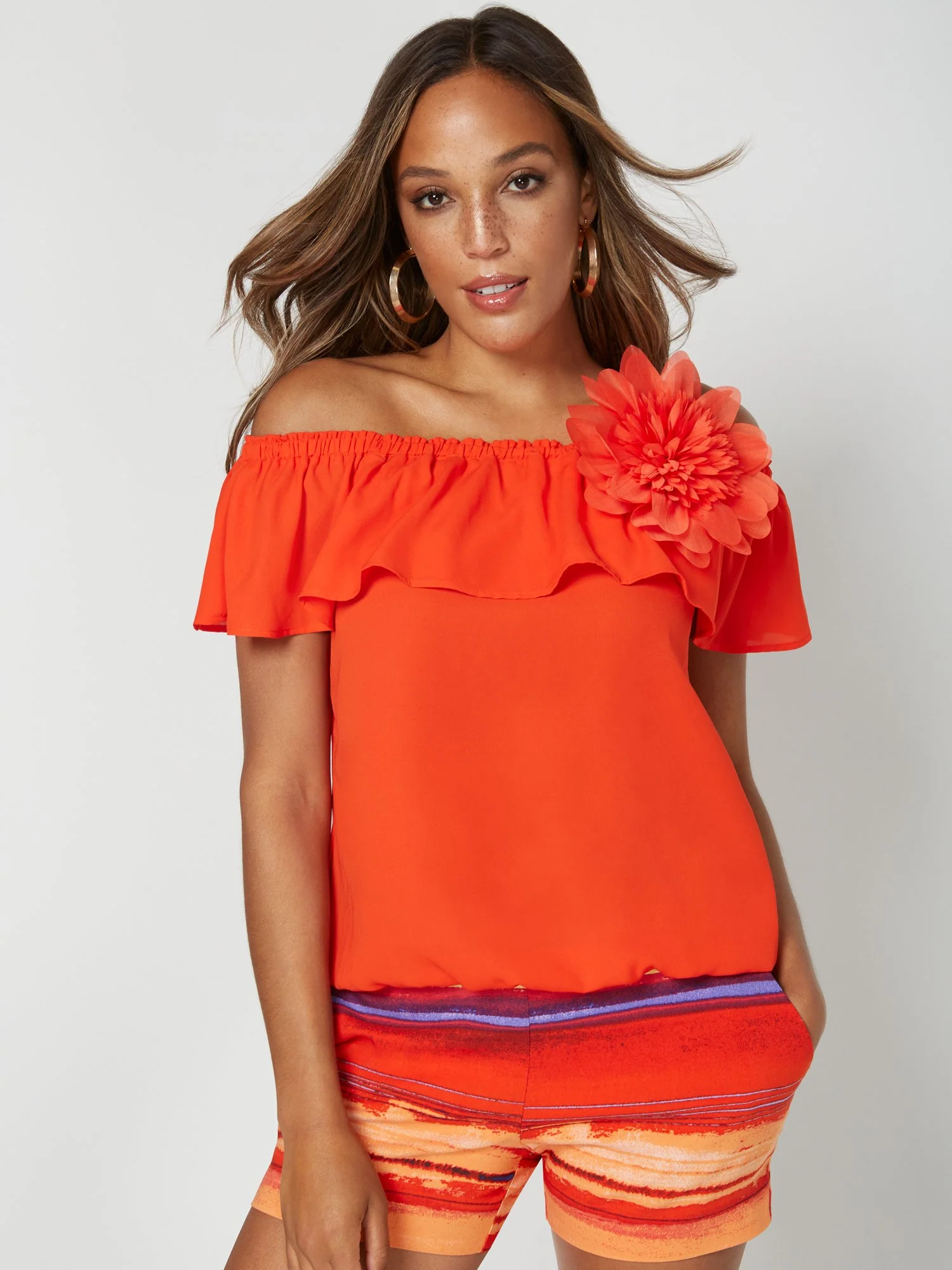 Off-The-Shoulder Flower-Pin Top - Image 2
