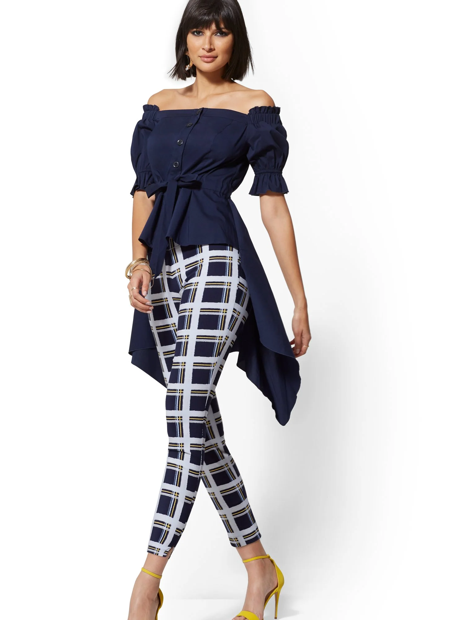 Off-The-Shoulder Hi-Lo Poplin Shirt - Image 10