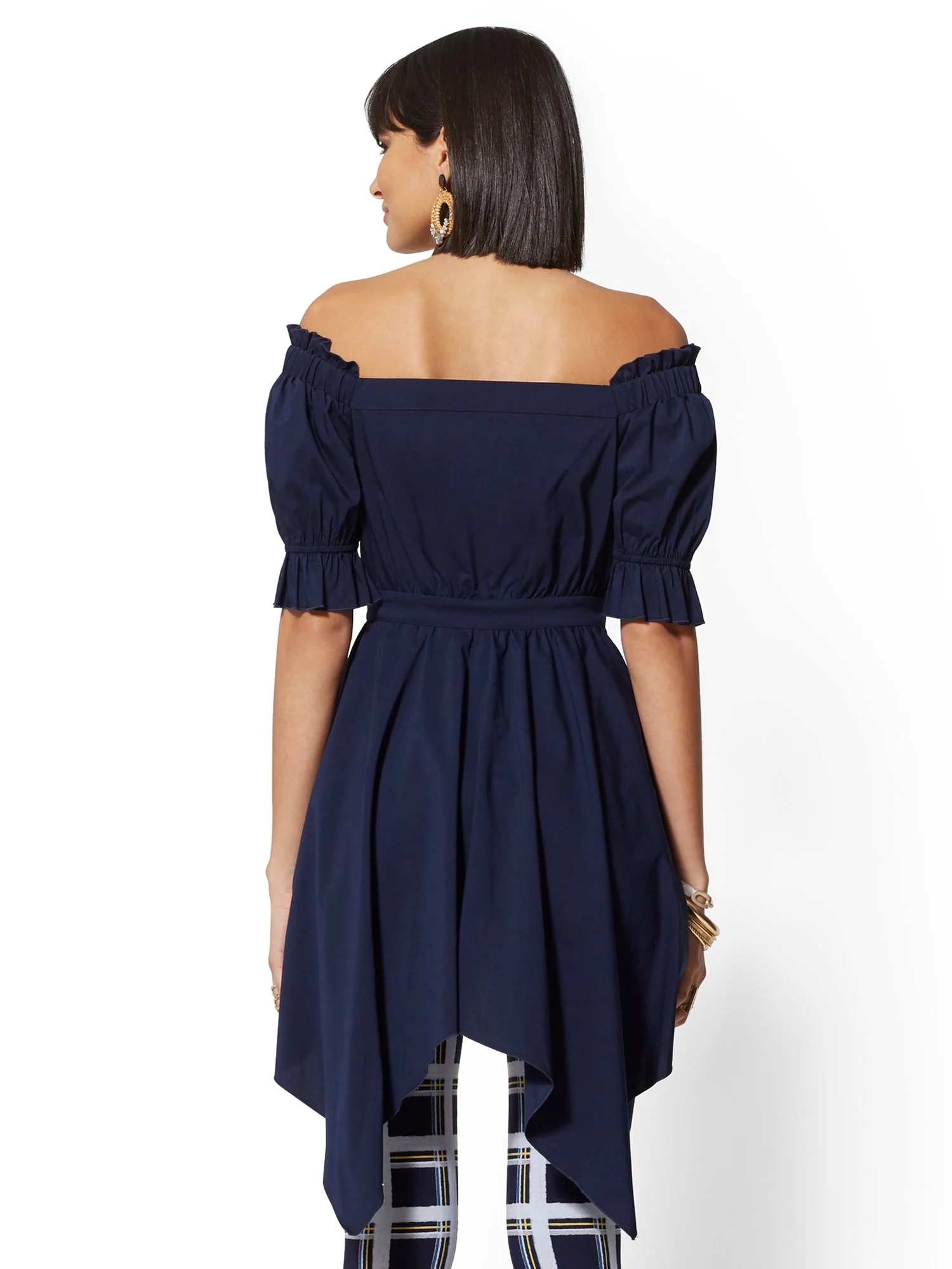 Off-The-Shoulder Hi-Lo Poplin Shirt - Image 11