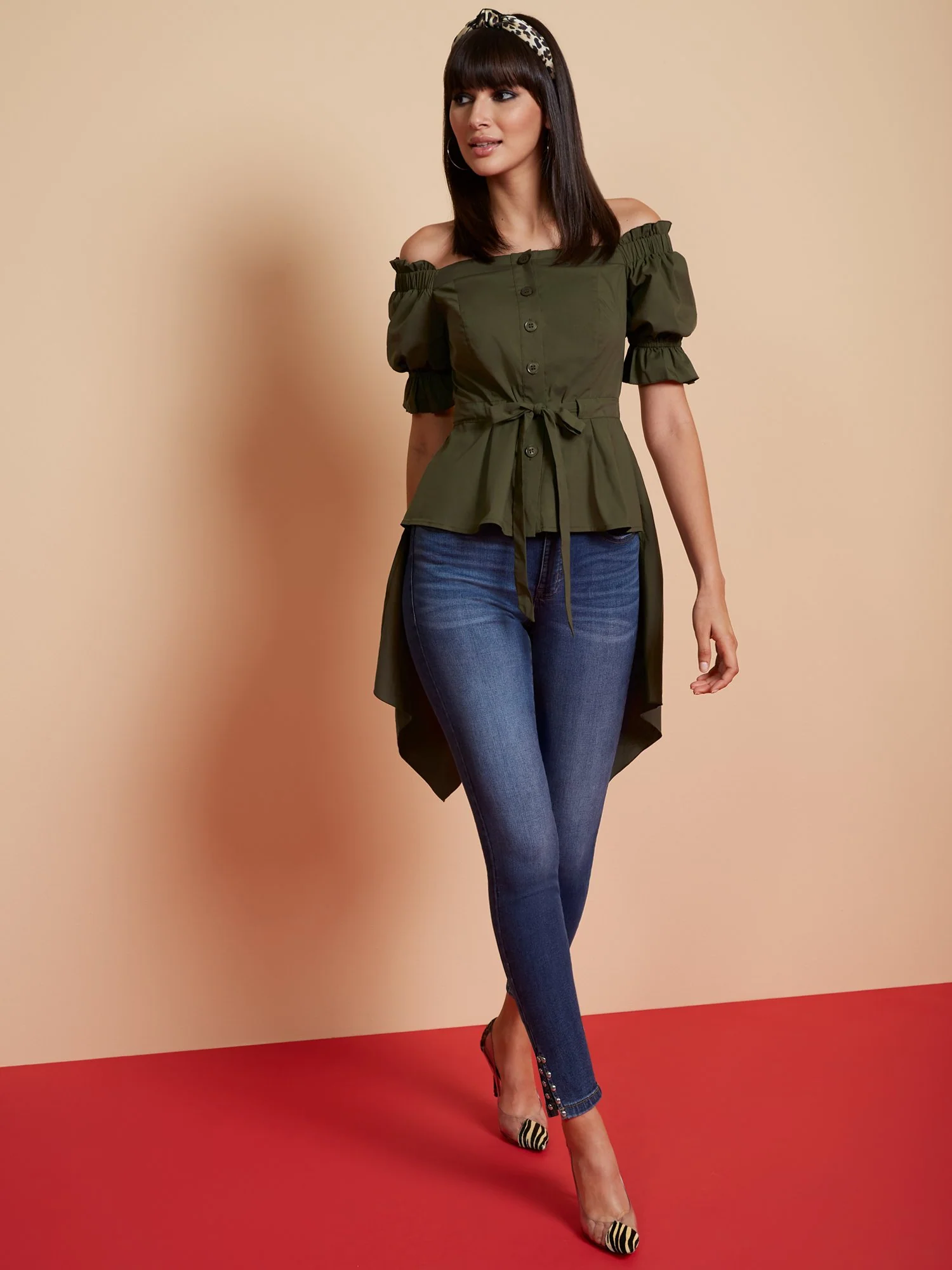 Off-The-Shoulder Hi-Lo Poplin Shirt - Image 14