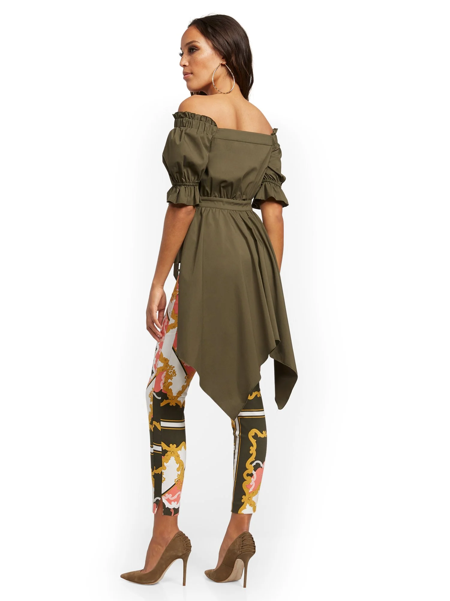 Off-The-Shoulder Hi-Lo Poplin Shirt - Image 16