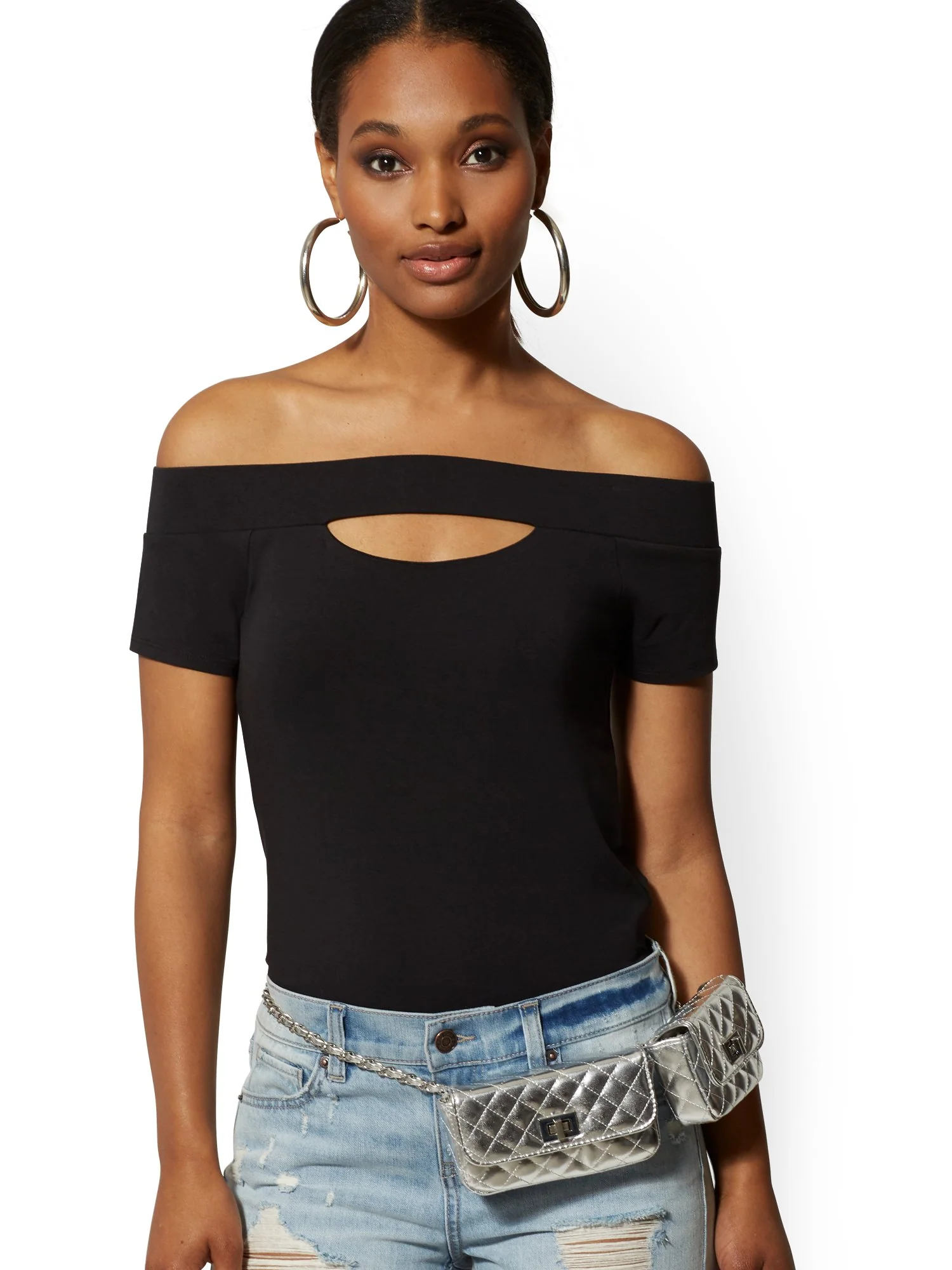 Off-The-Shoulder Keyhole Top - Image 2