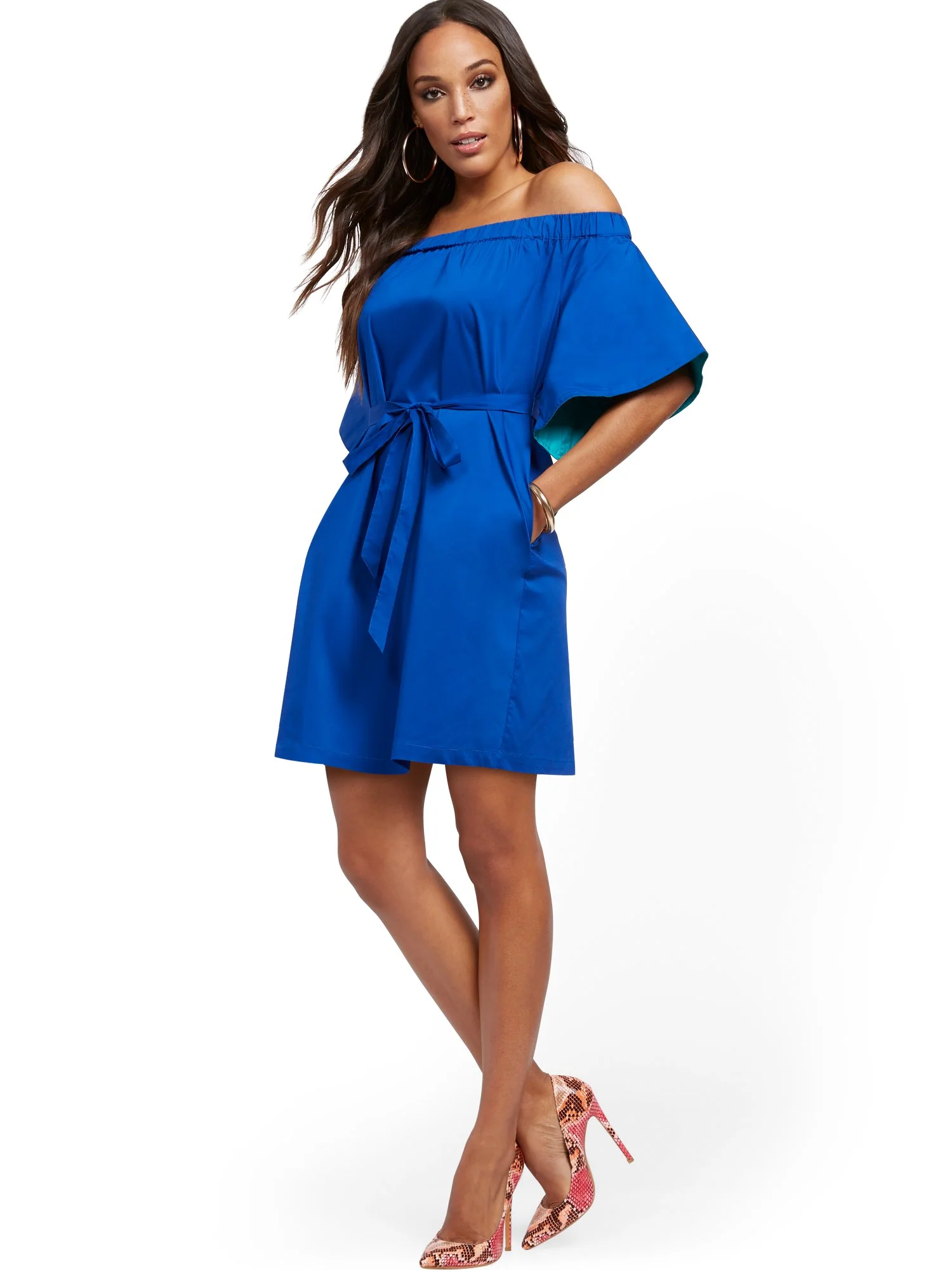 Off-The-Shoulder Poplin Shift Dress - Image 4
