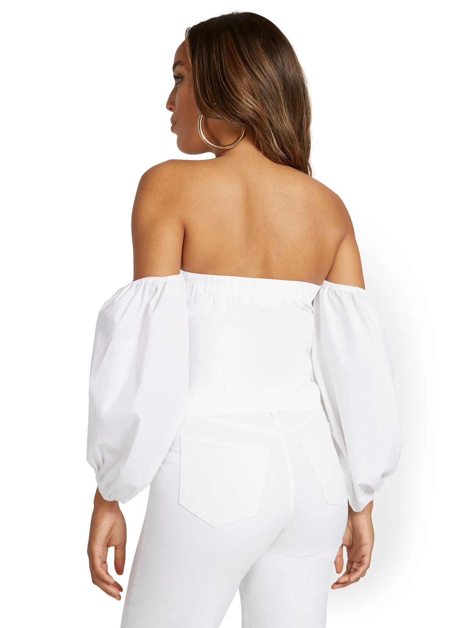 Off-The-Shoulder Poplin Top - Image 3