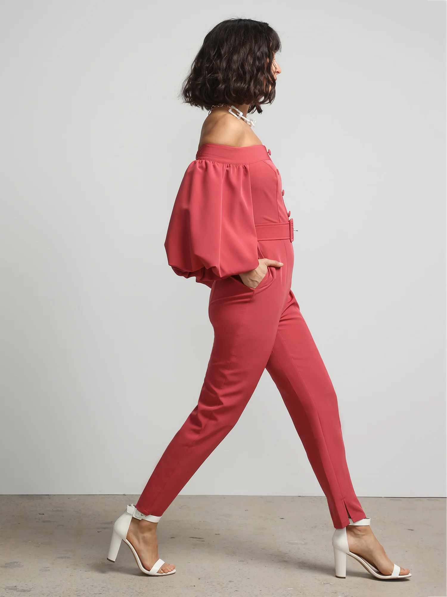 Off-The-Shoulder Puff-Sleeve Jumpsuit - Image 2