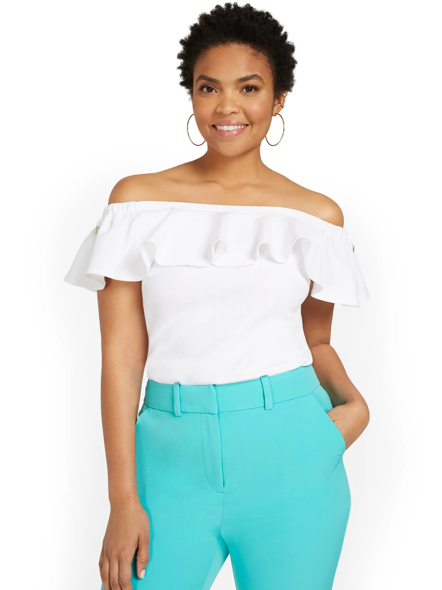 Off-The-Shoulder Ruffle Knit Top - Image 2