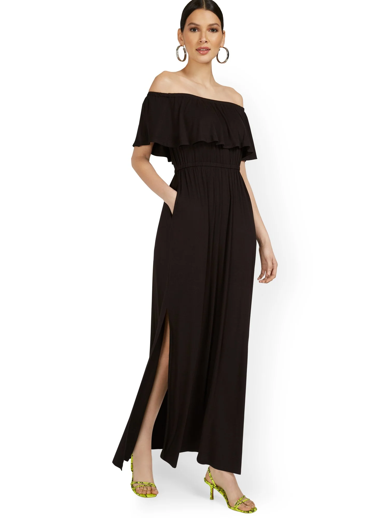 Off-The-Shoulder Ruffle Maxi Dress