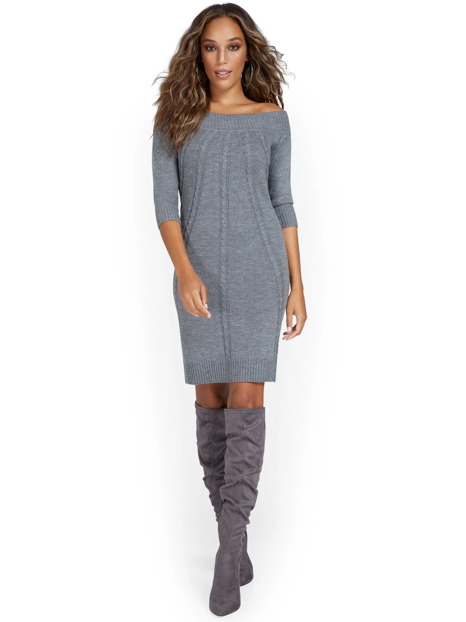 Off-The-Shoulder Sweater Dress - Image 2