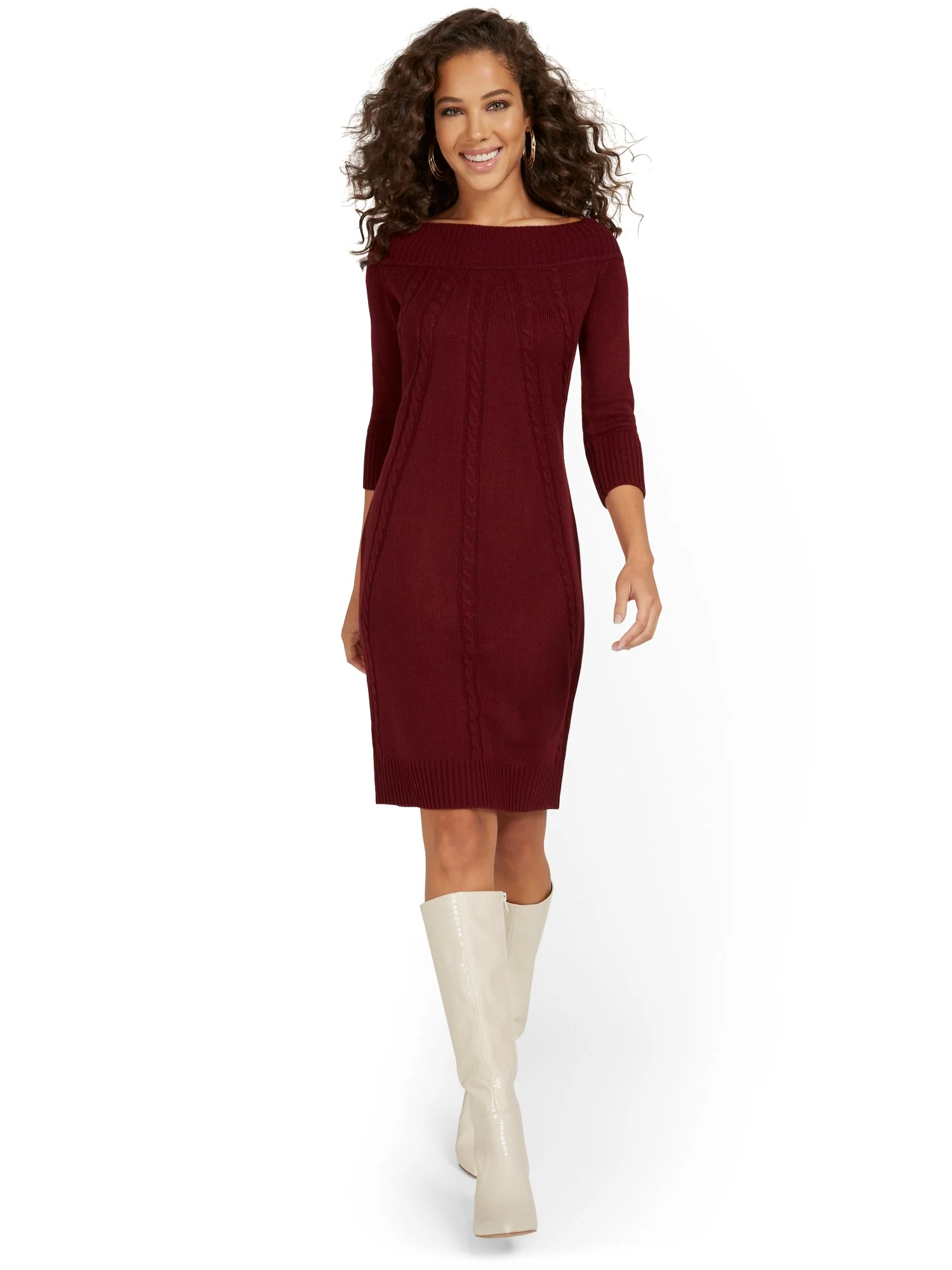 Off-The-Shoulder Sweater Dress - Image 5