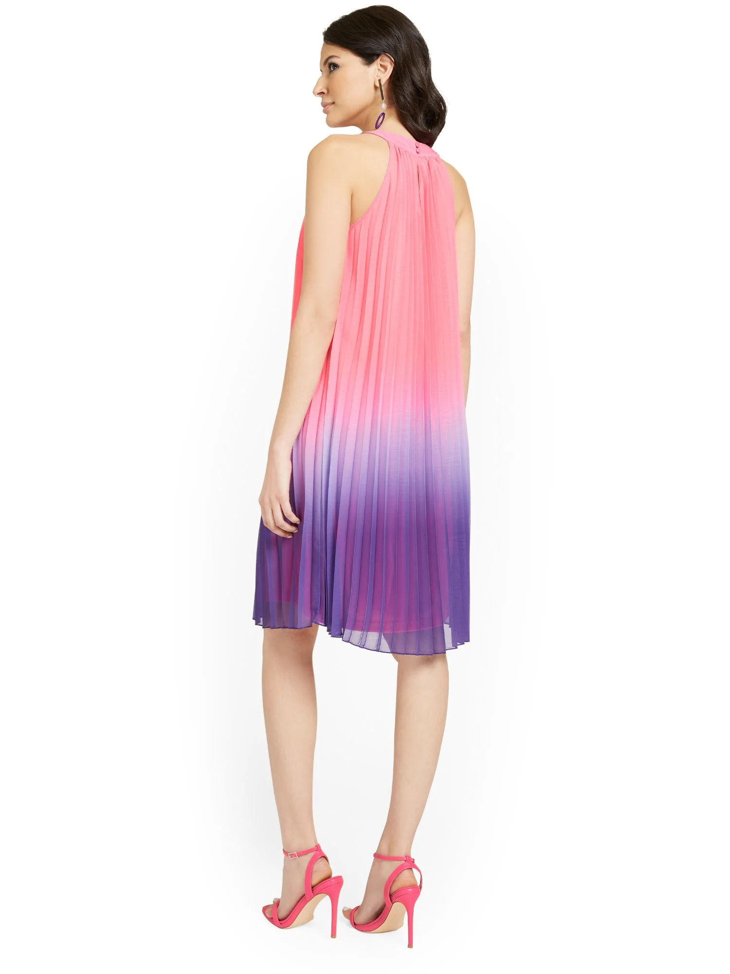 Ombre Pleated Halterneck Dress - Image 3