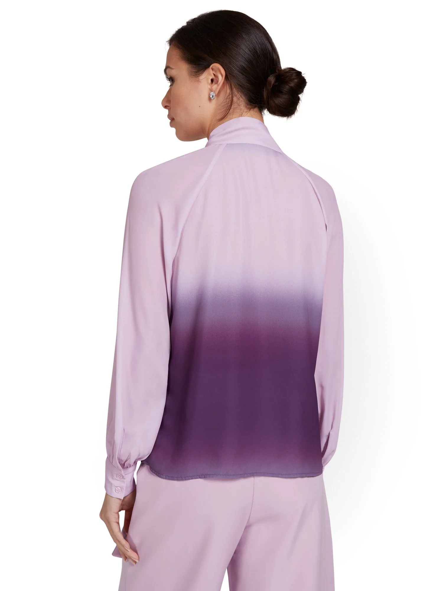 Ombre-Print Bow-Neck Blouse - Image 6