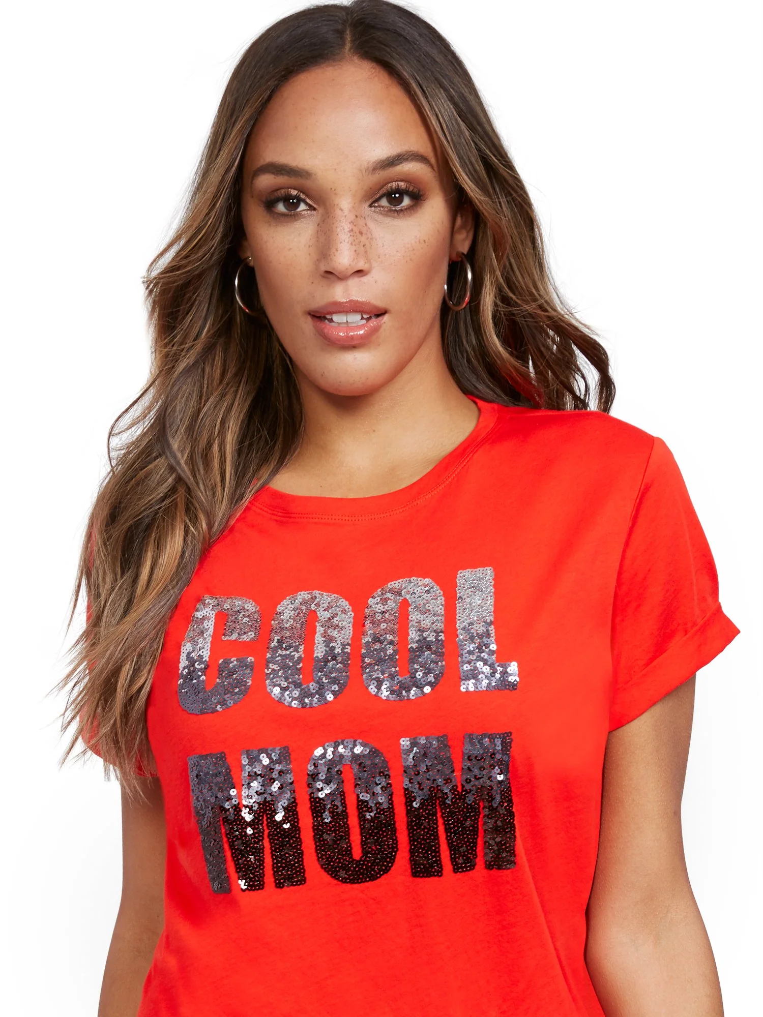 Ombre Sequin 'Cool Mom' Tee