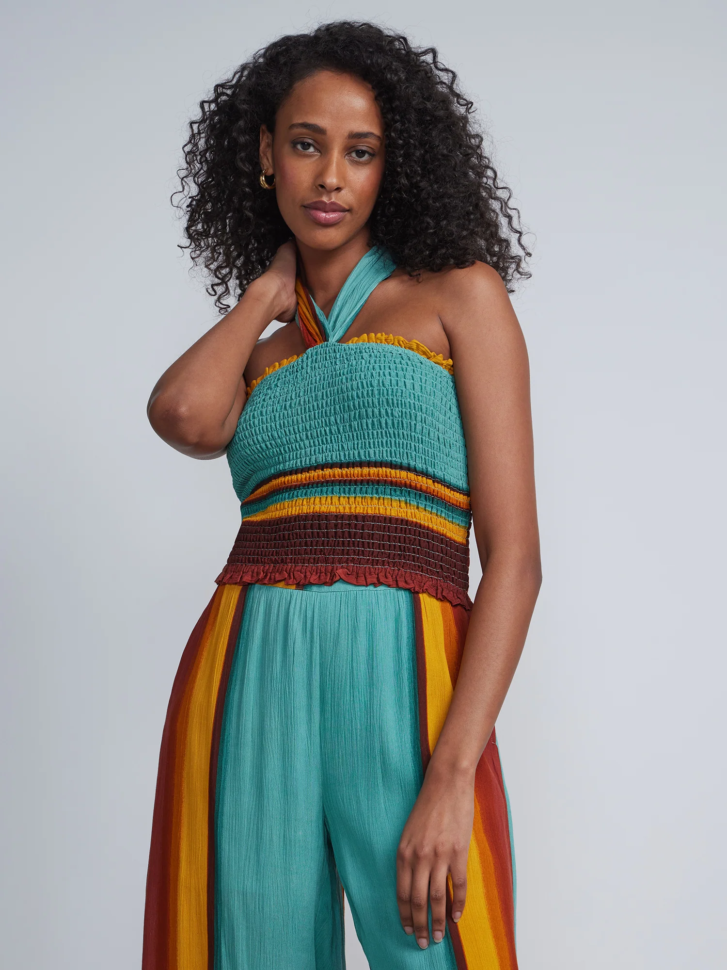 Ombre Smocked Halterneck Top