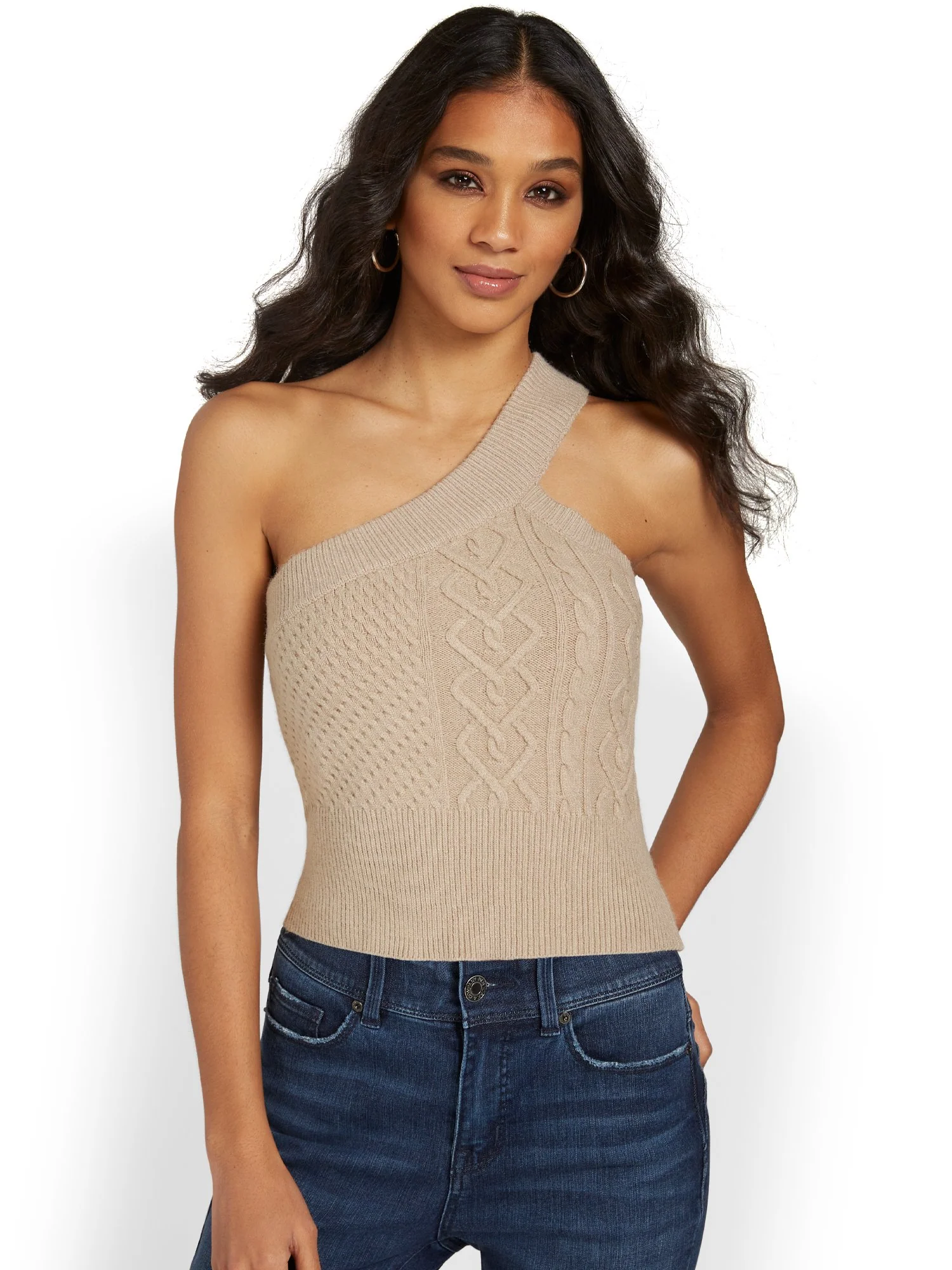 Crescent One-Shoulder Cable-Knit Tank - Brands We Love - Image 7