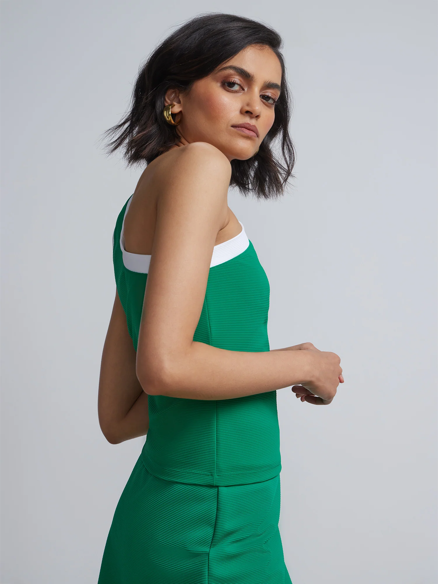 One-Shoulder Contrast-Trim Top - Image 6