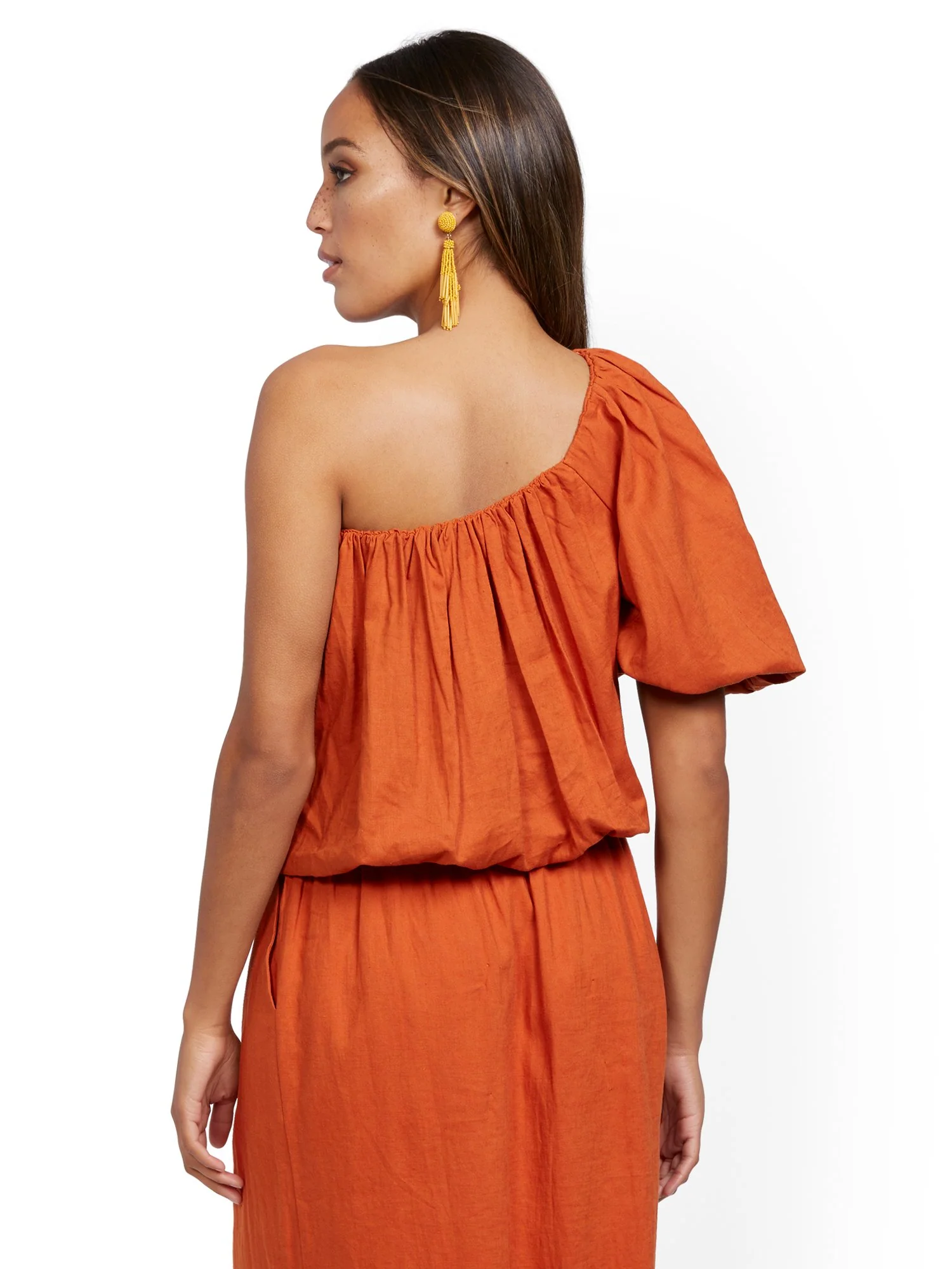 One-Shoulder Linen Top - Image 3