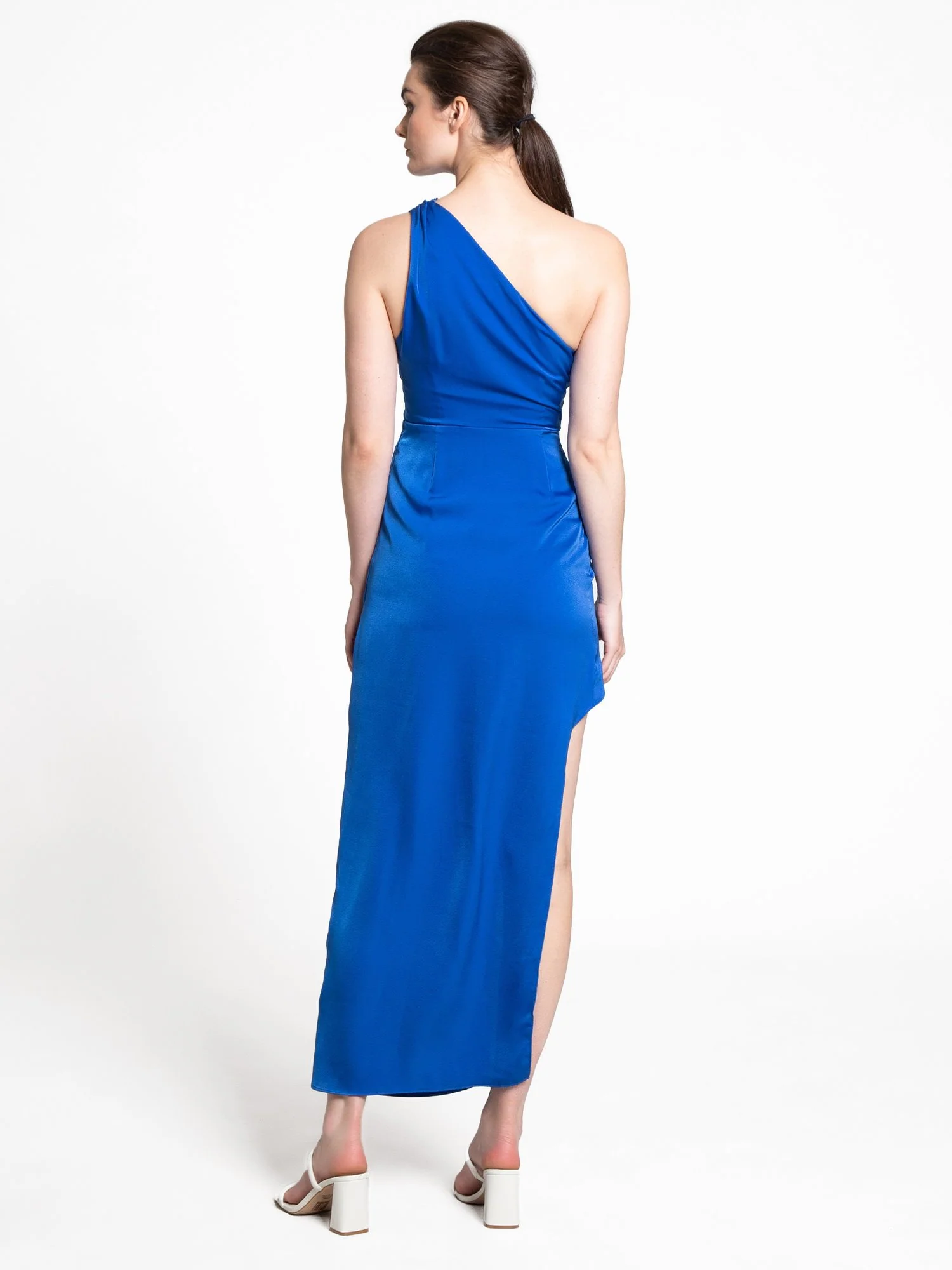 One-Shoulder Pleated Satin Midi Dress - Do+Be - Image 12