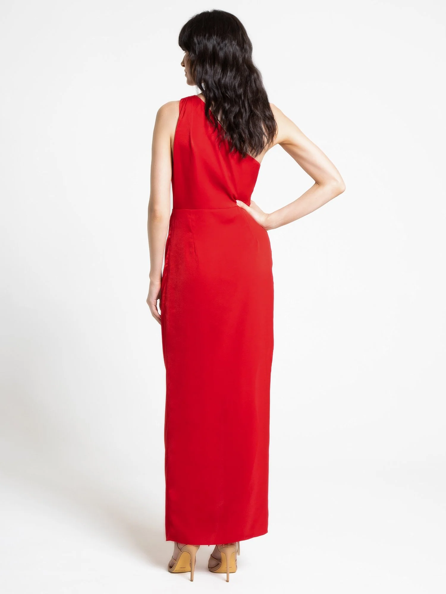 One-Shoulder Pleated Satin Midi Dress - Do+Be - Image 18
