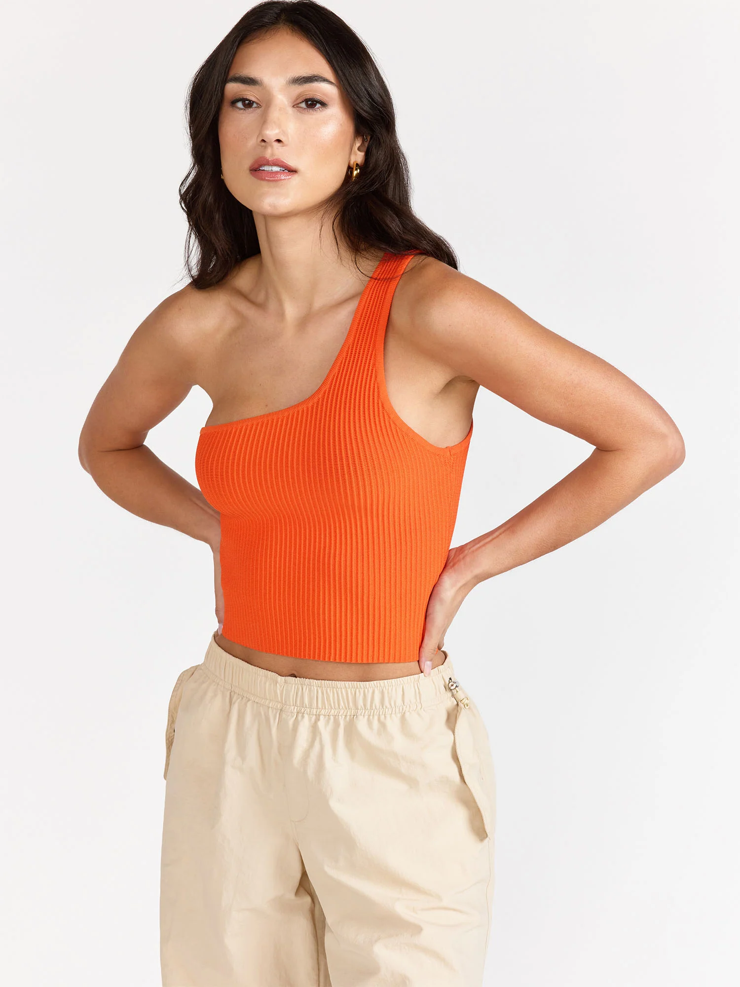 One-Shoulder Sculpt Rib Tank Top - Debut By Dreamers - Image 7