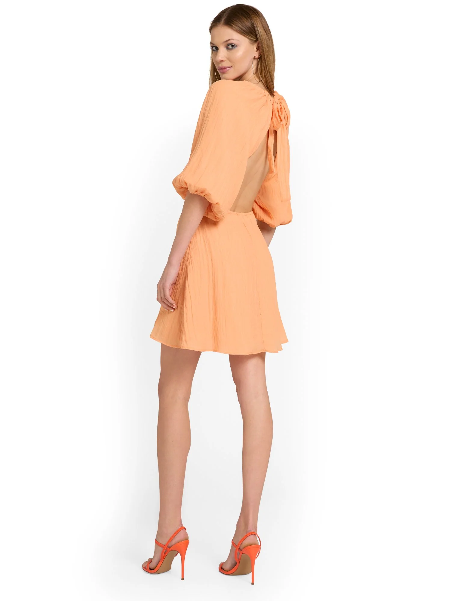 4Sienna Open-Back Textured Puff-Sleeve Dress - Brands We Love - Image 5