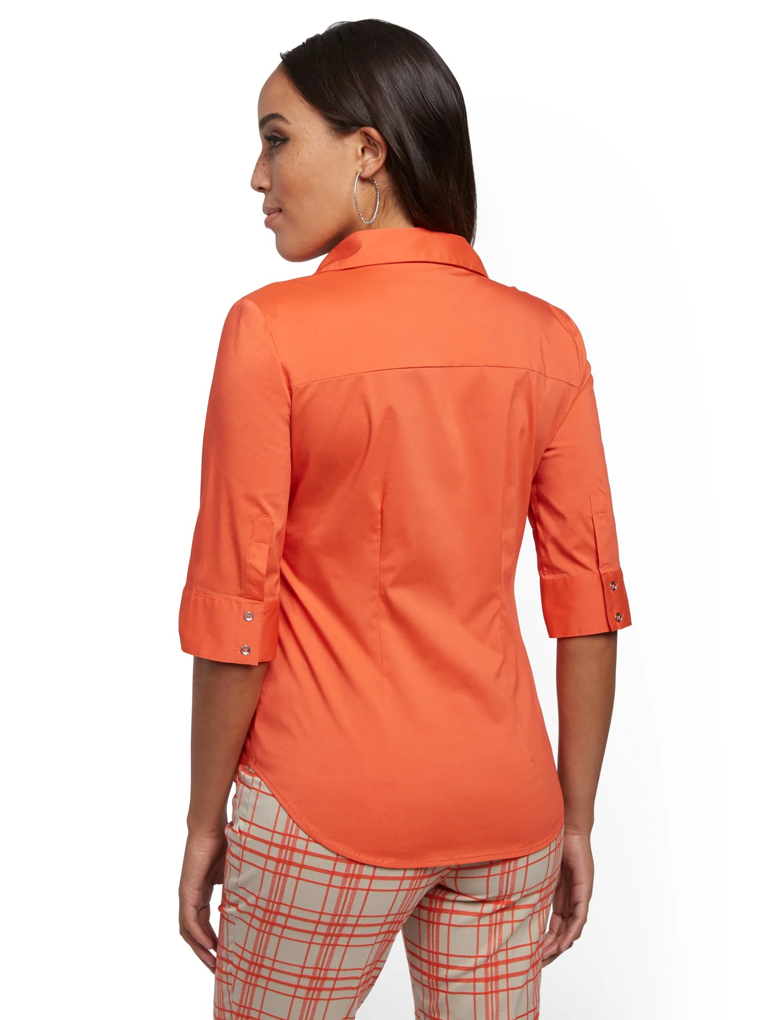 Orange Madison Stretch Shirt - Secret Snap - 7th Avenue - Image 3
