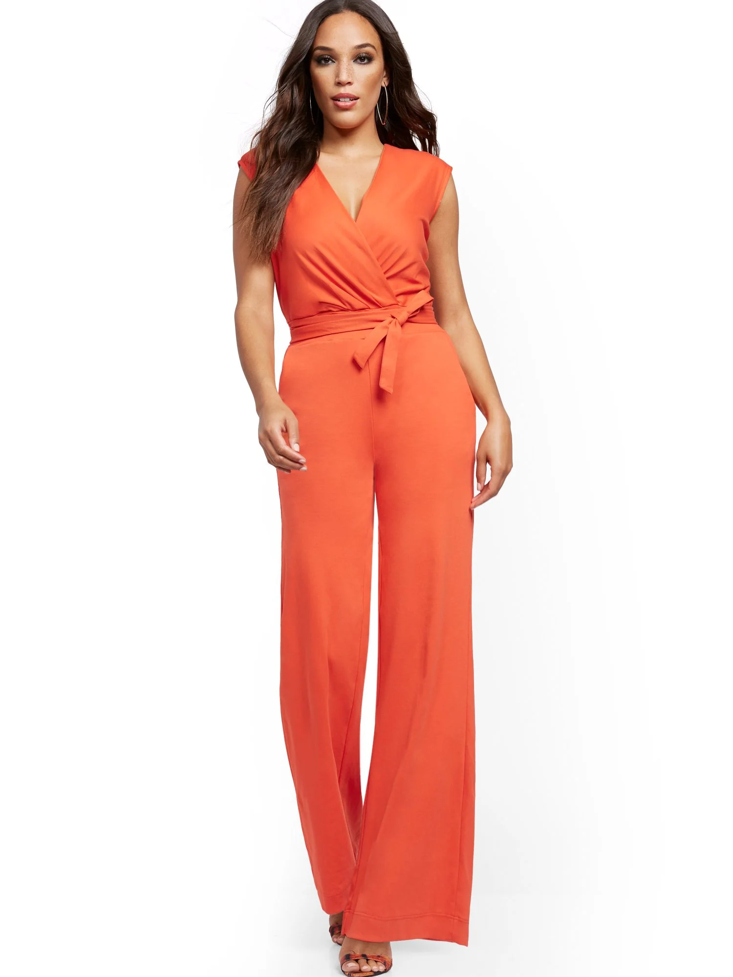 Orange Wrap Jumpsuit - Image 4