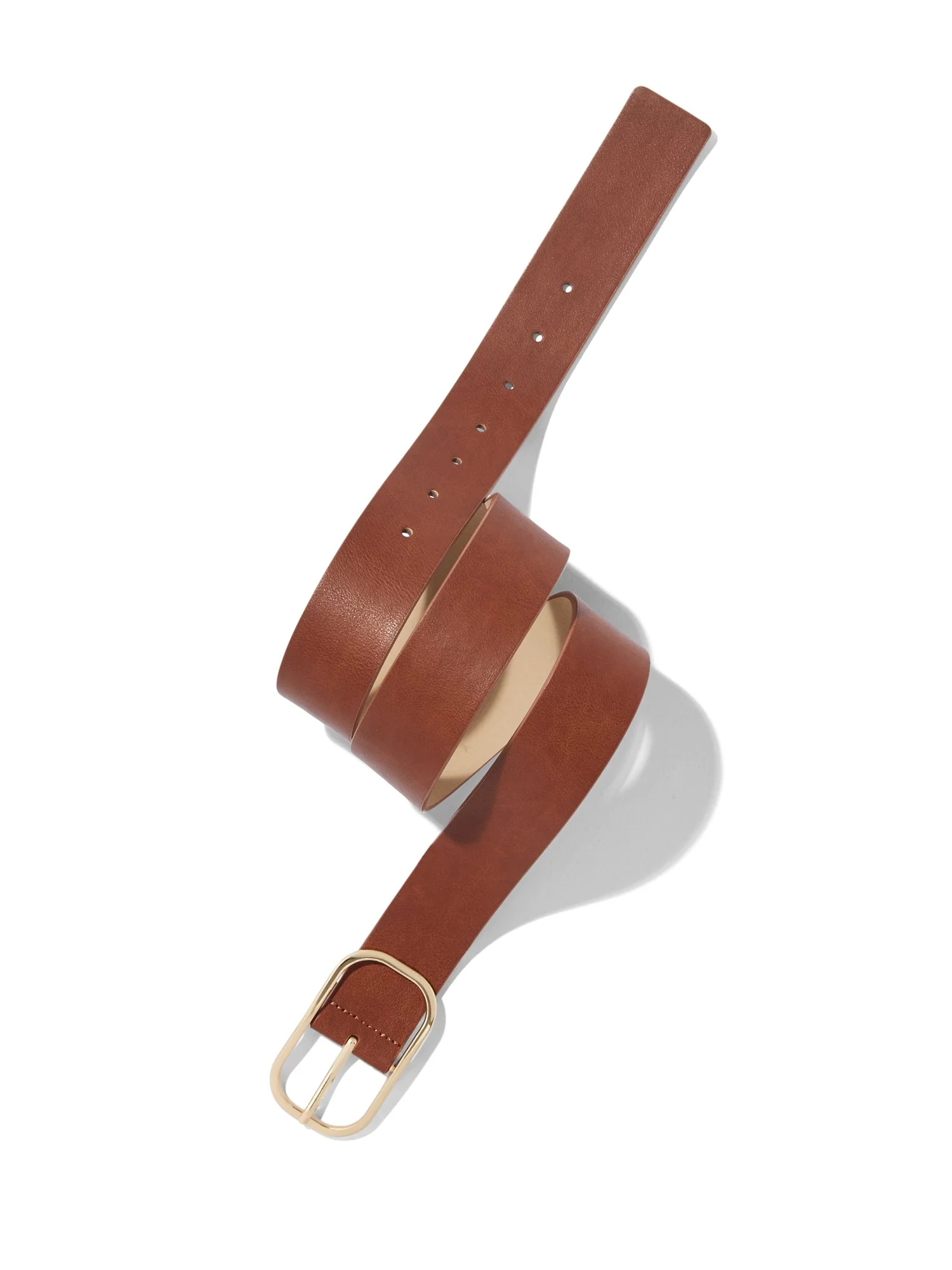 Oval-Buckle Faux-Leather Belt