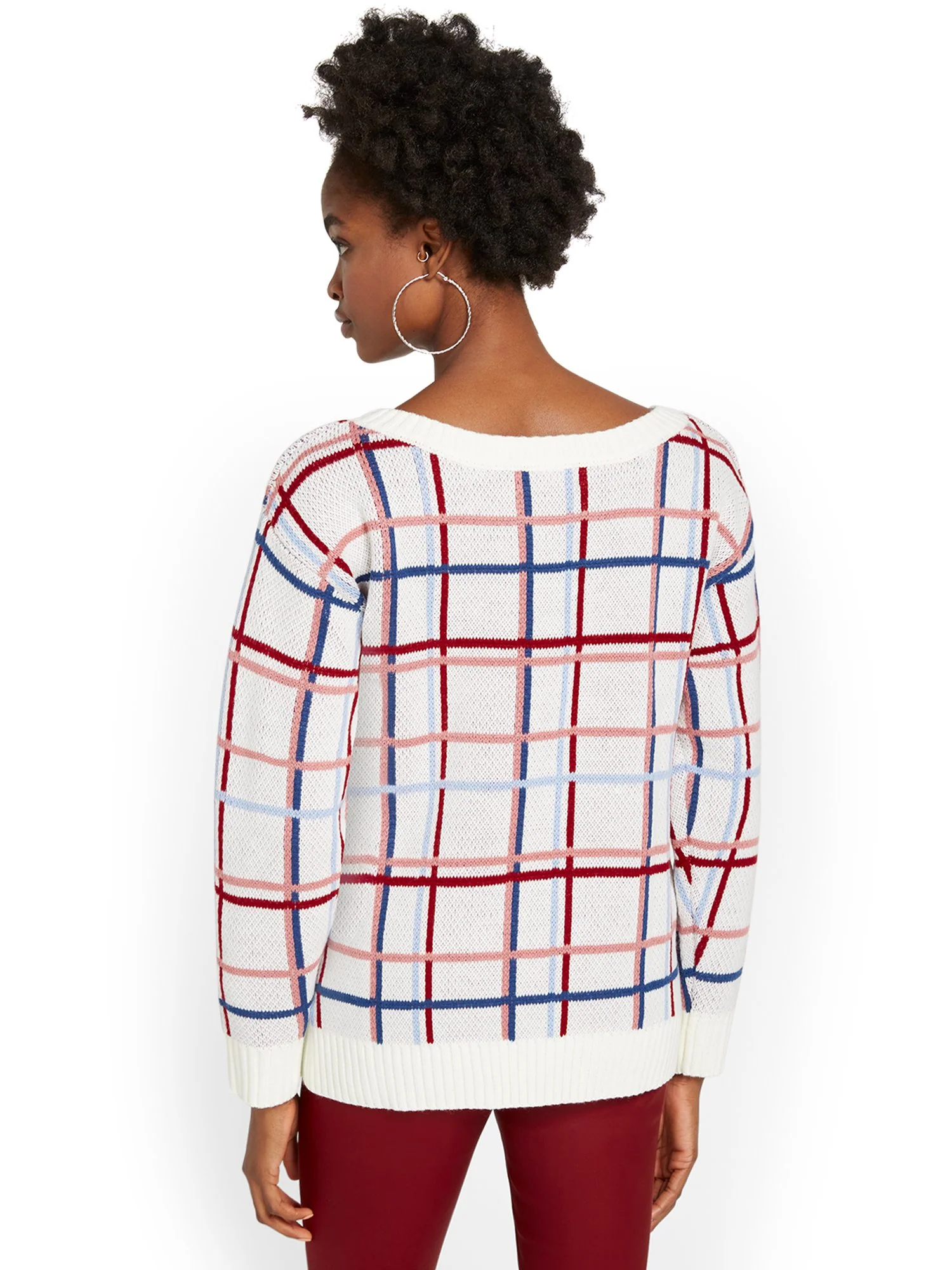 Oversized Plaid Pullover Sweater - Image 3