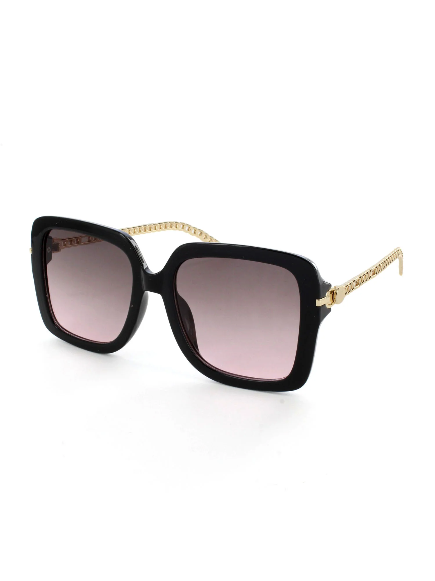 Oversized Square Metal Chainlink Temple Sunglasses
