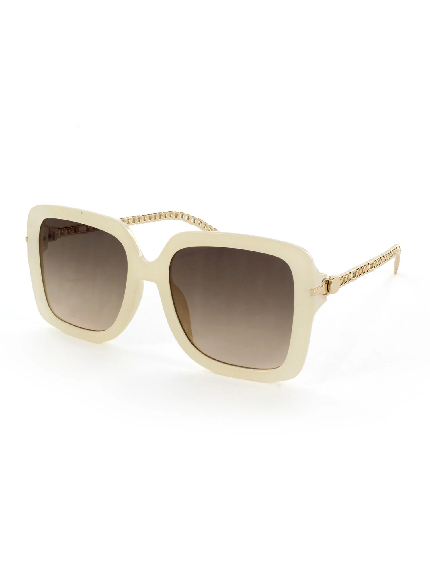 Oversized Square Metal Chainlink Temple Sunglasses - Image 6