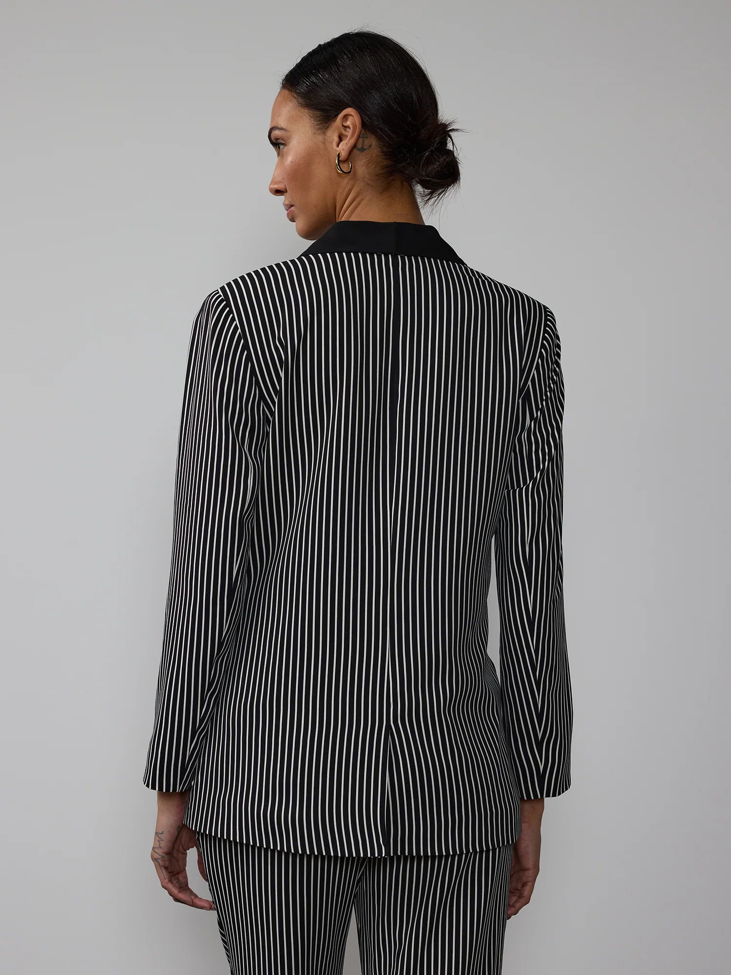 Petite Striped Shawl Collar Blazer - Image 3