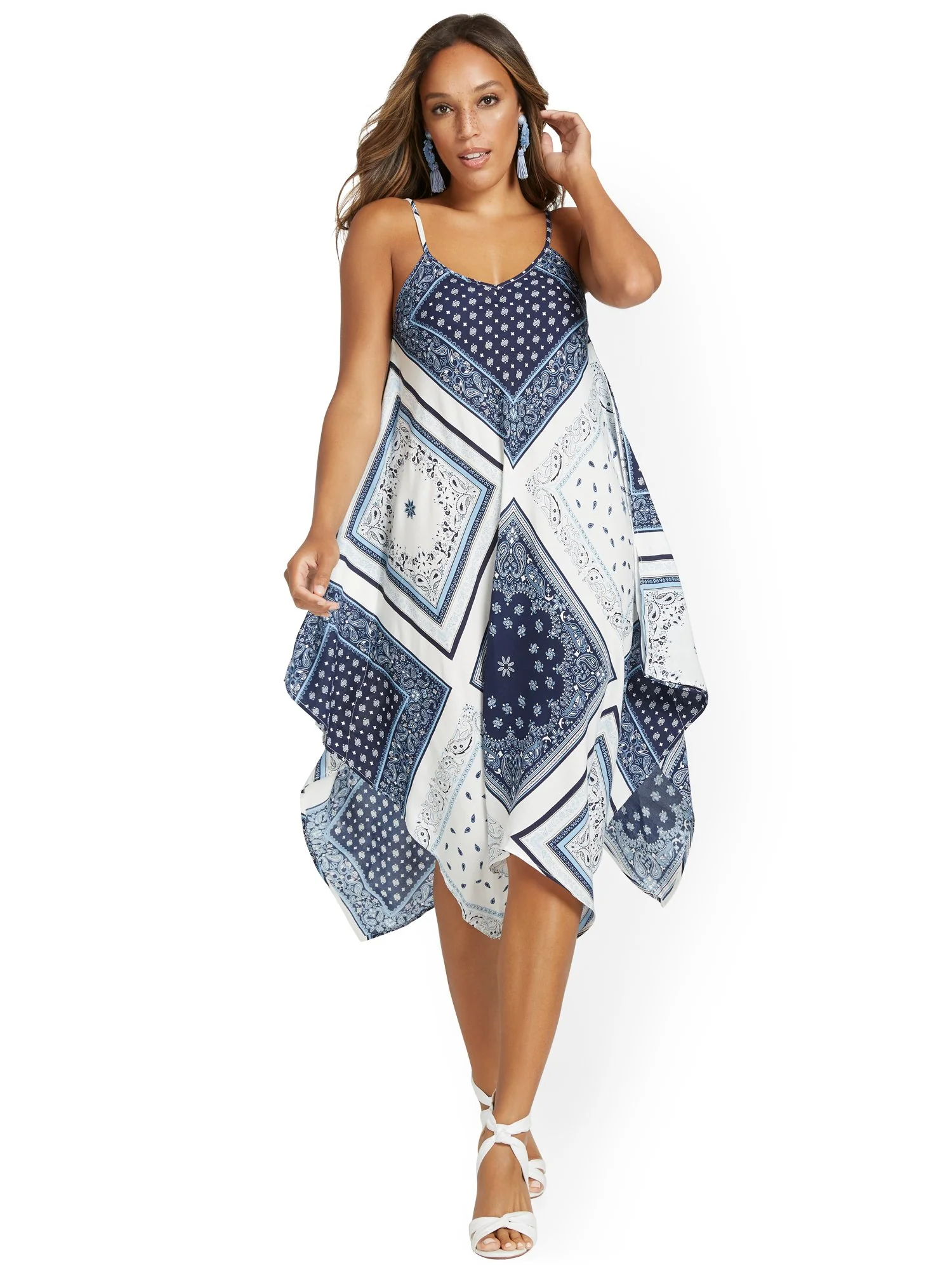 Paisley-Print Handkerchief-Hem Dress - Image 2