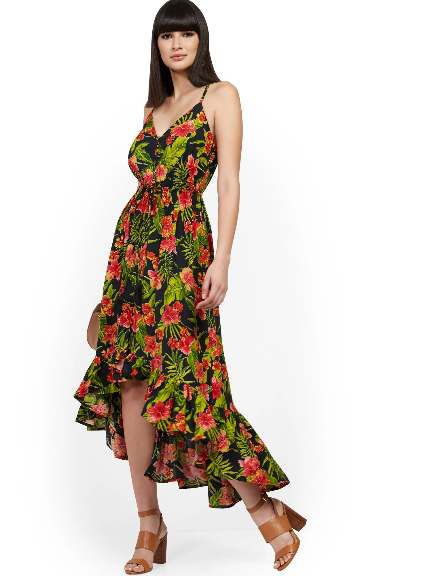 Palm Print Hi-Lo Maxi Dress - Image 2