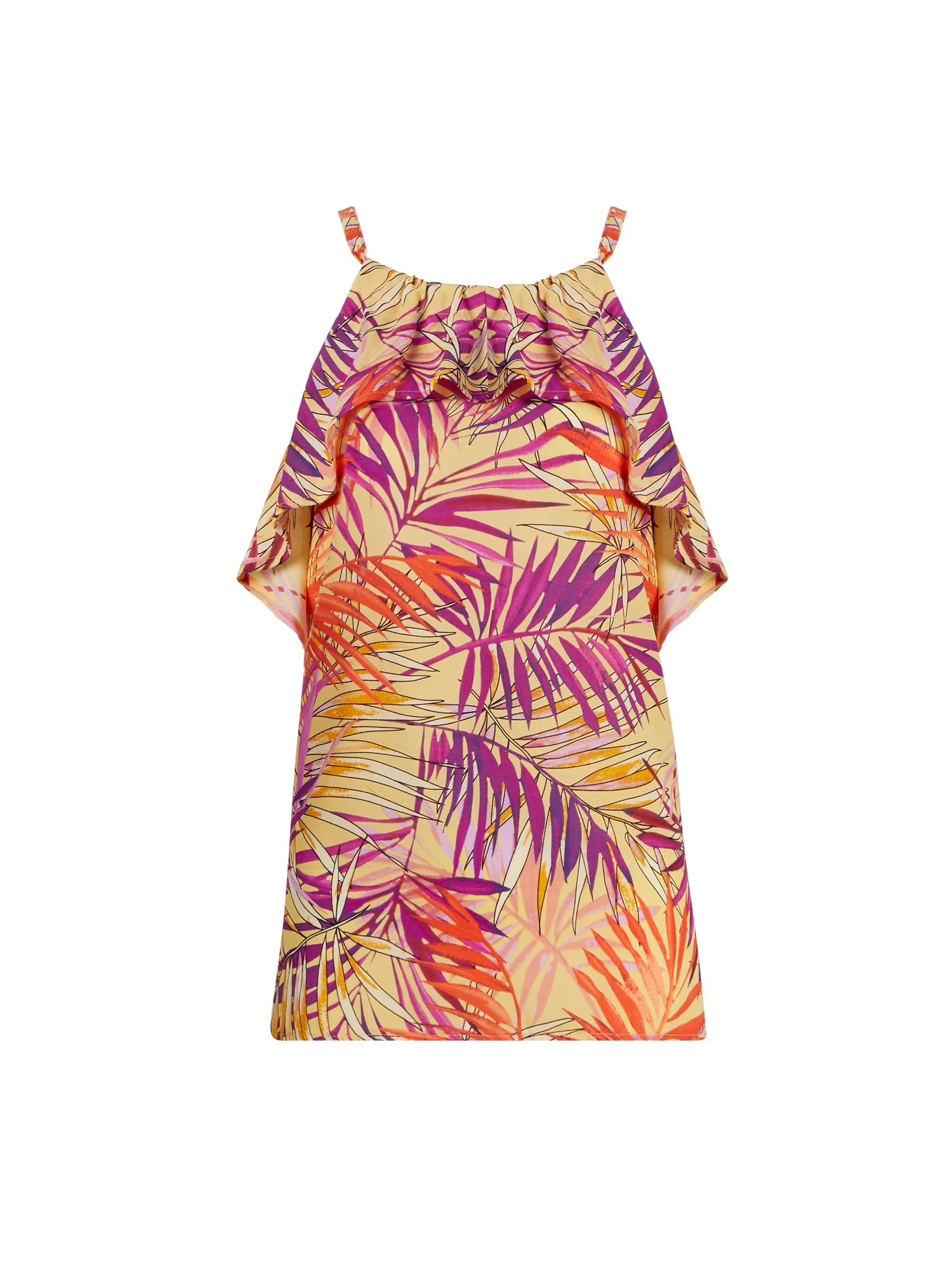 Palm Print Ruffled Shirred Halter Top - Image 5