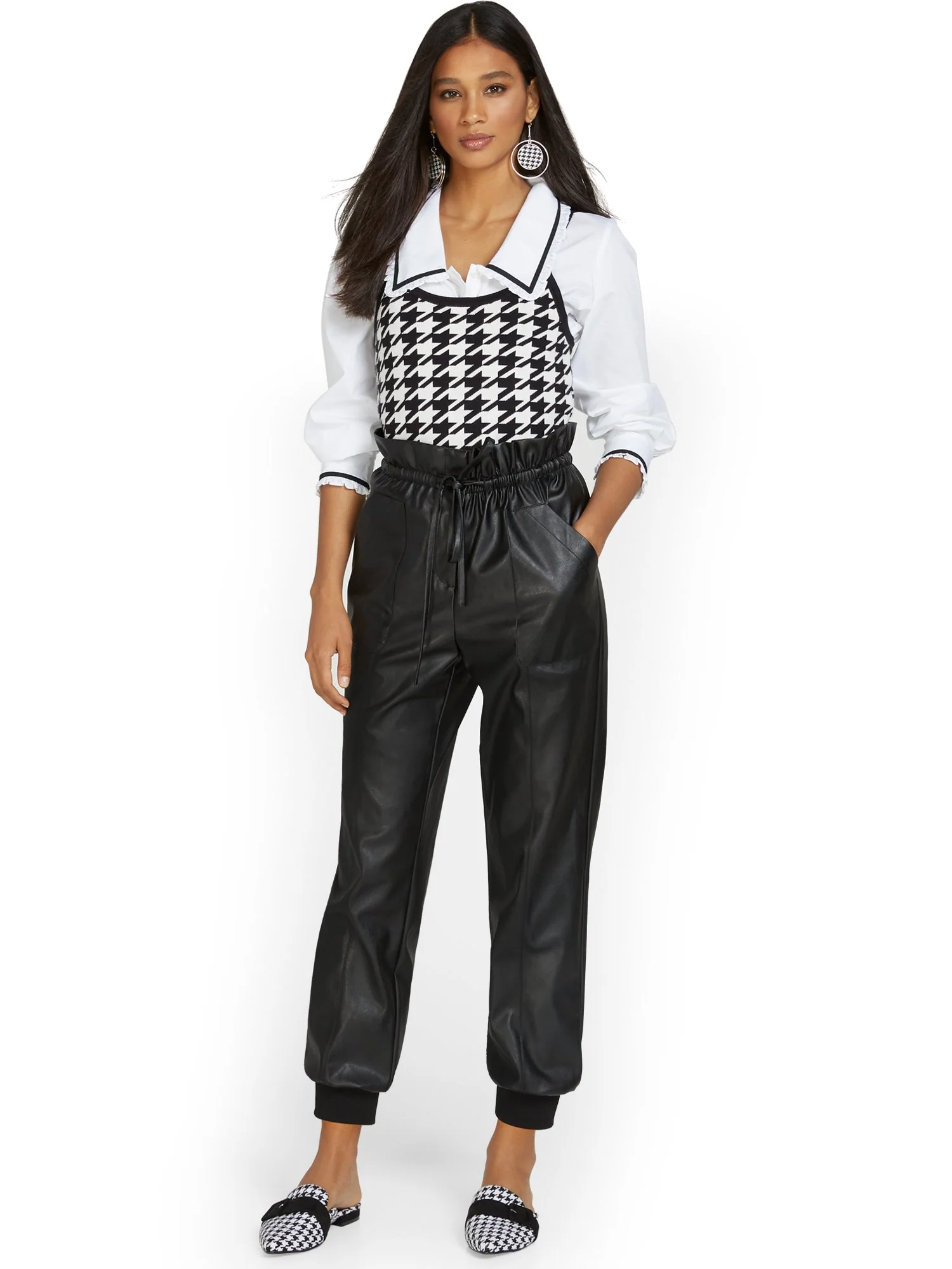 Paperbag-Waist Faux-Leather Jogger Pant - Image 4