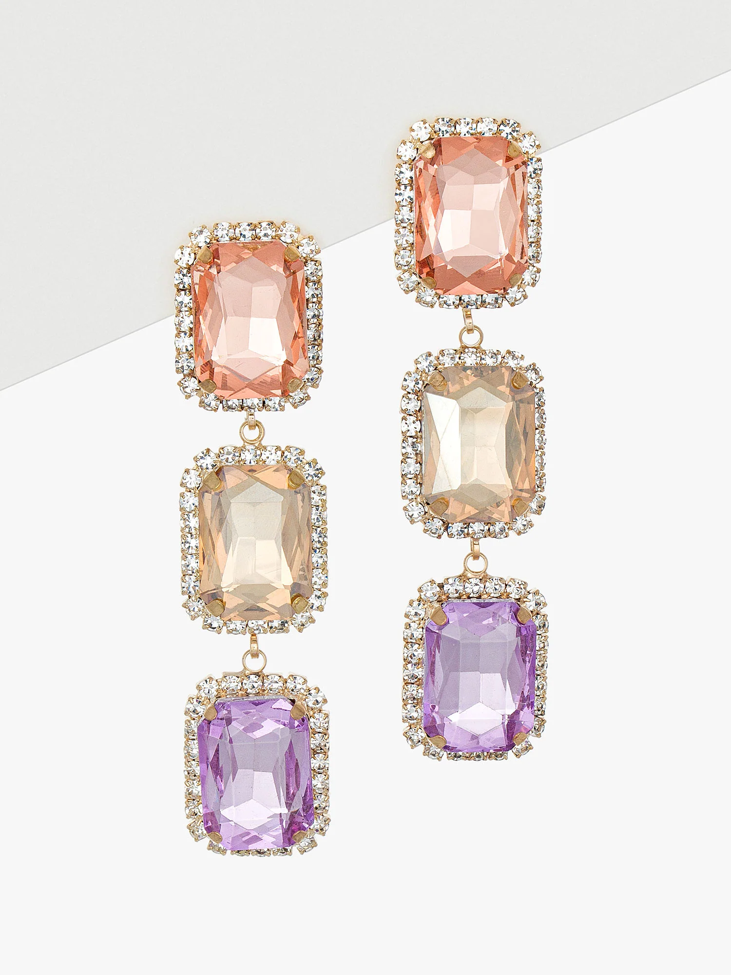 Pastel Gemstone Linear Earrings - Image 2