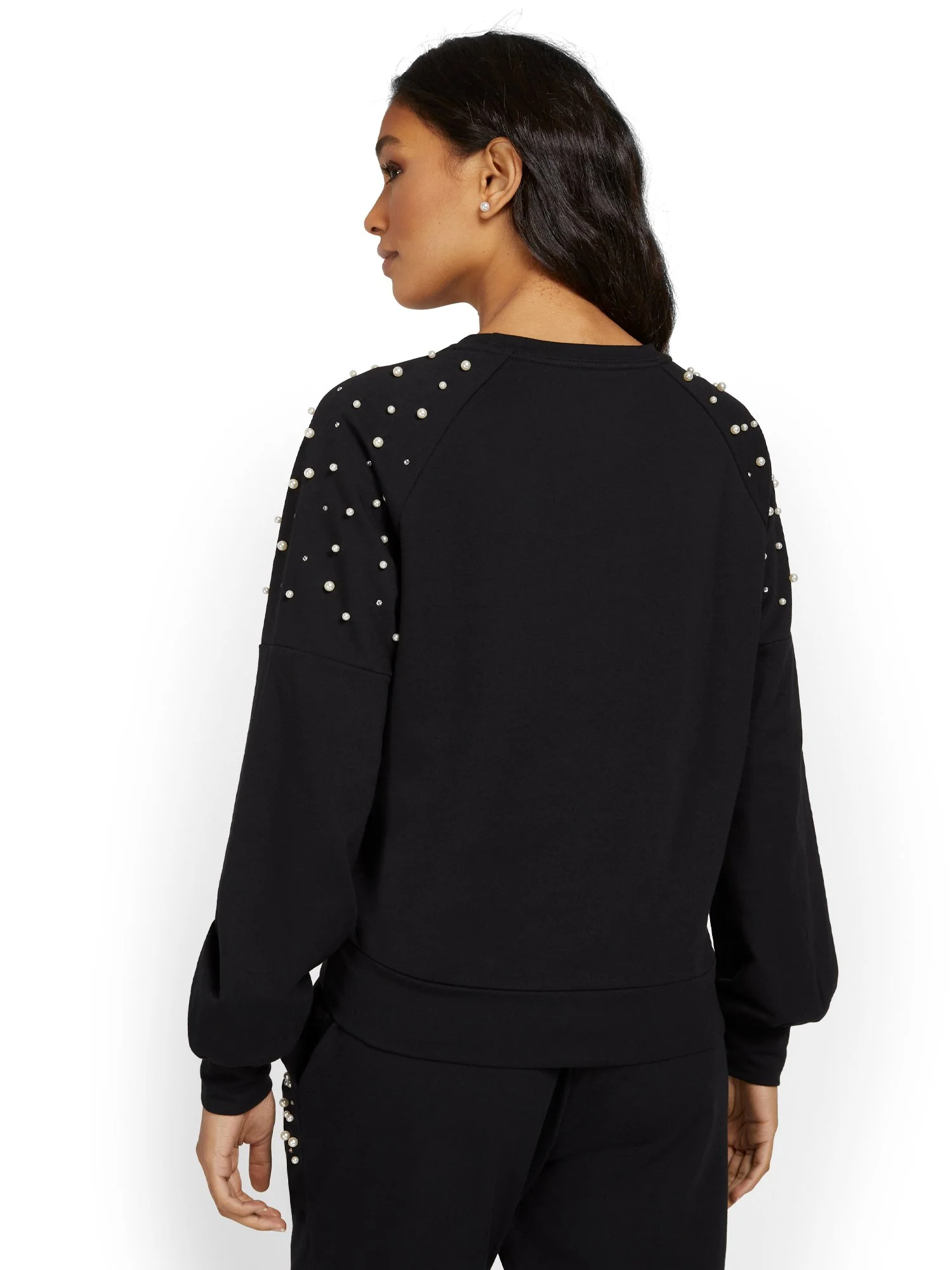 Pearl-Embellished Balloon-Sleeve Pullover - Image 3