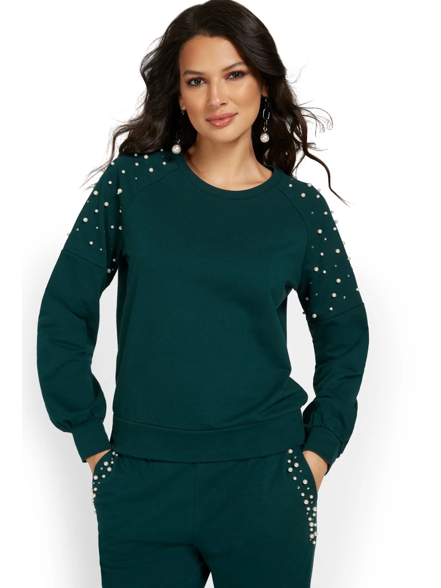 Pearl-Embellished Balloon-Sleeve Pullover - Image 8