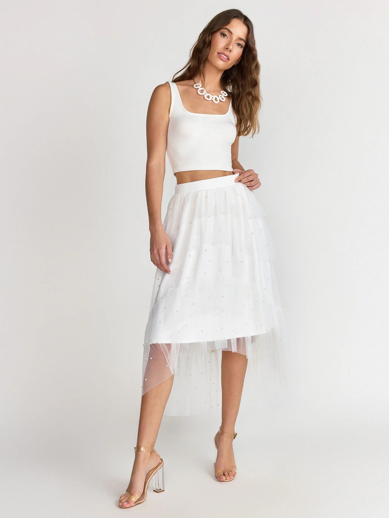 Pearl Mesh Hi-Low Skirt - Lena - Image 3