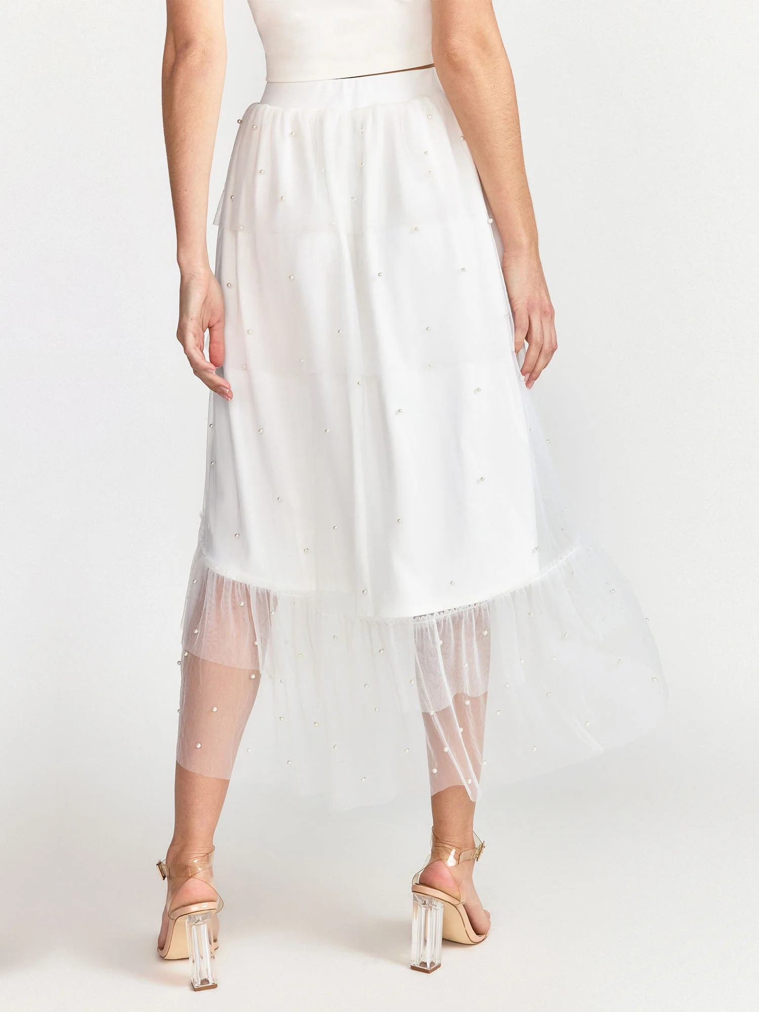 Pearl Mesh Hi-Low Skirt - Lena - Image 5