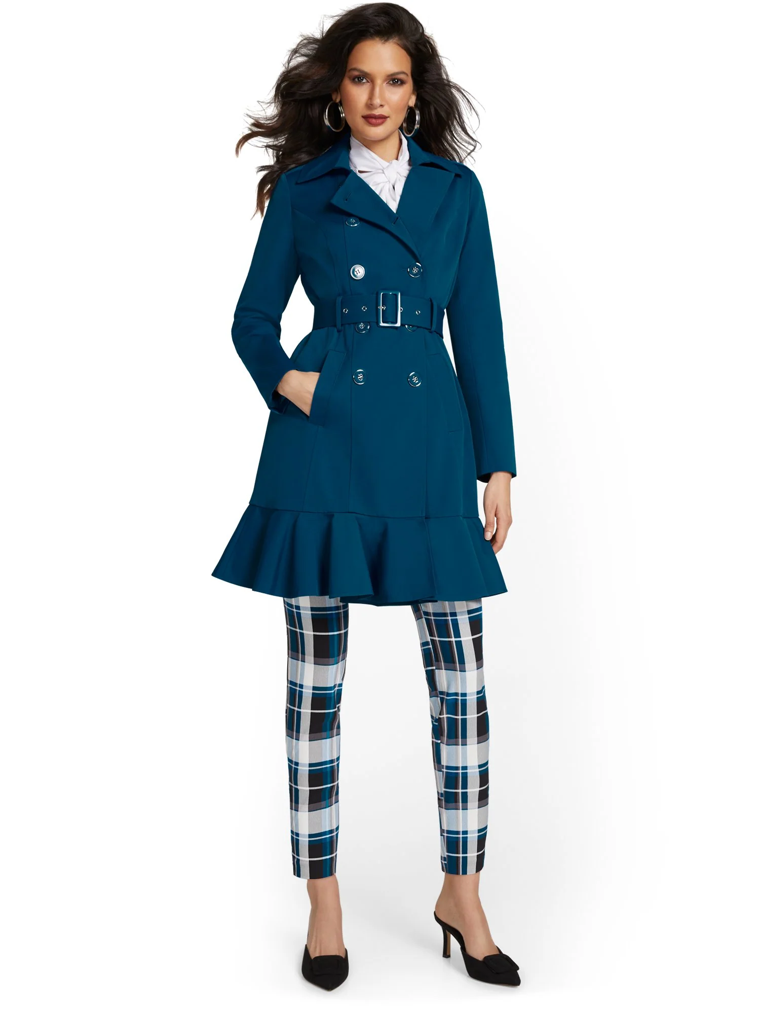 Peplum Belted Trenchcoat - City Trench Collection - Image 6