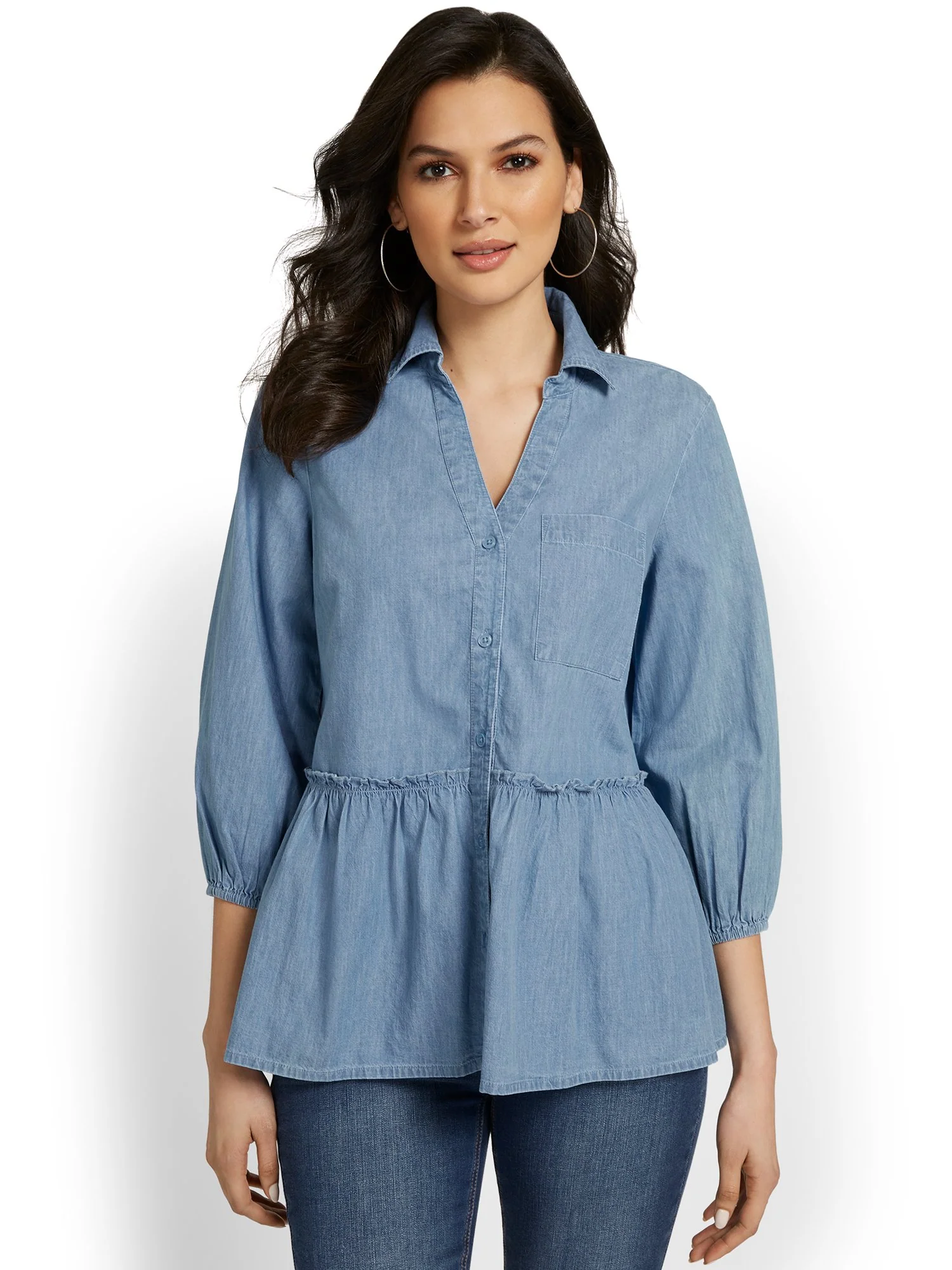 Peplum Denim Top - Image 2