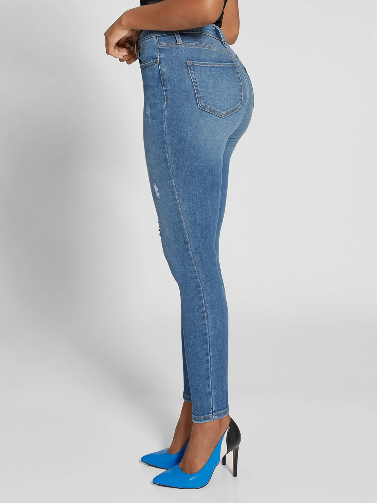 Perfect Fit High-Waisted Super-Skinny Jeans - Light Wash - Image 3